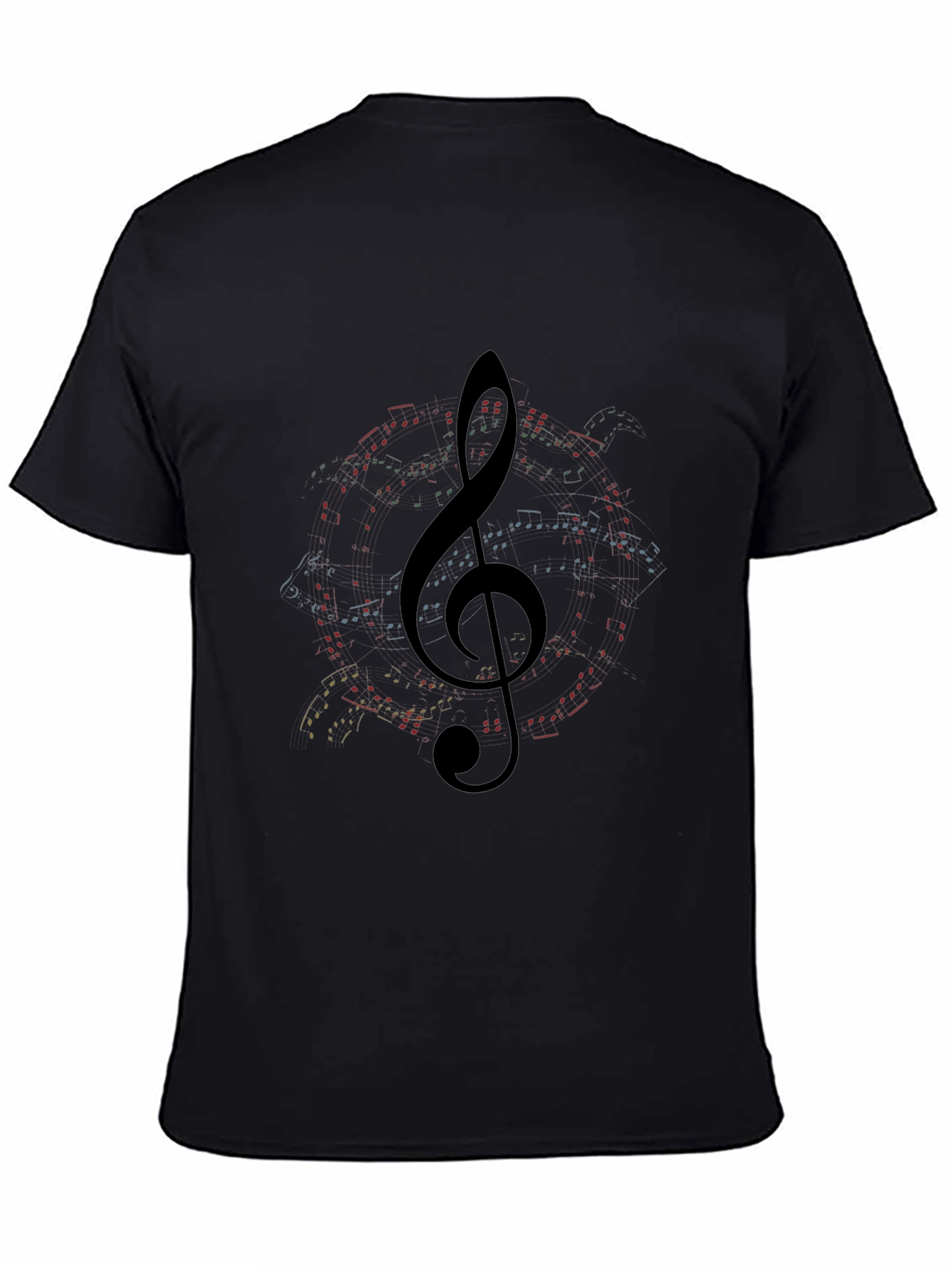 Musical Note Clef Graphic Black T-Shirt