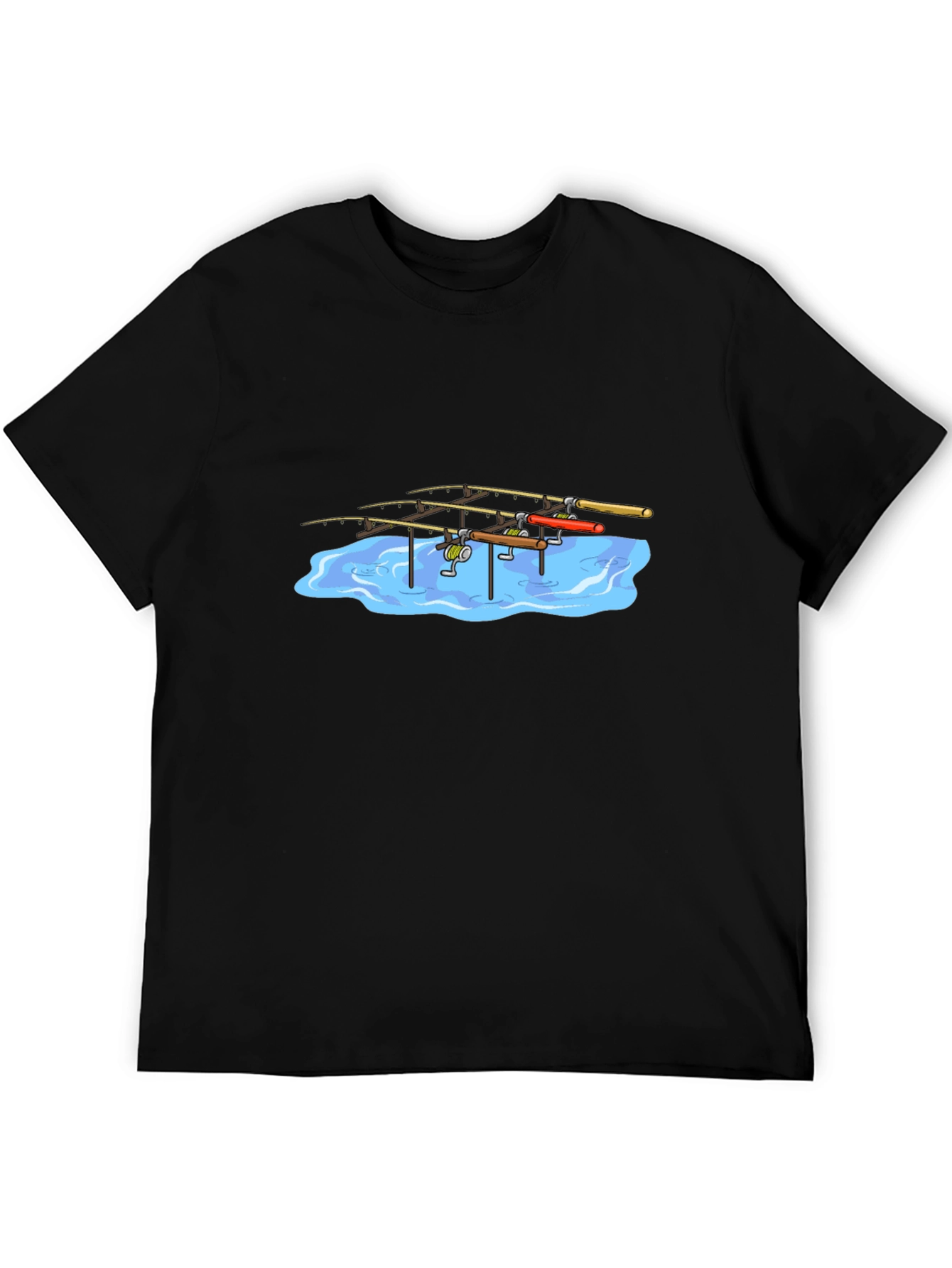 Fishing Rods Graphic Black T-Shirt
