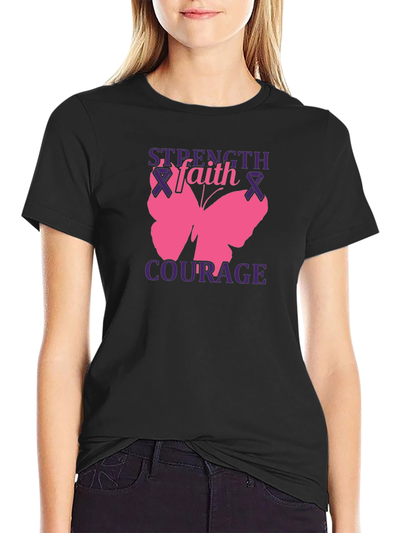 Strength Faith Courage Butterfly Graphic Tee