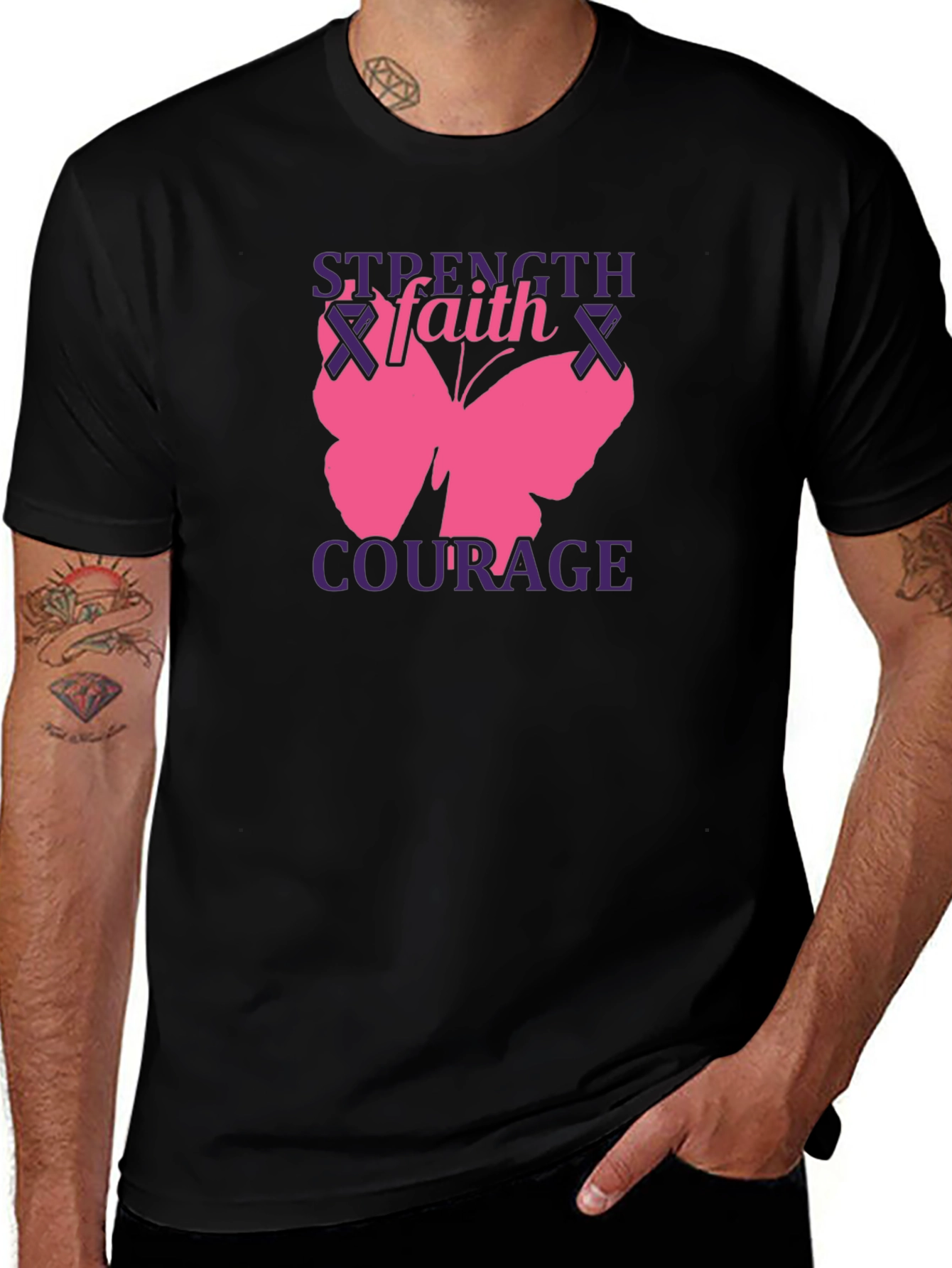 Strength Faith Courage Butterfly Graphic Tee