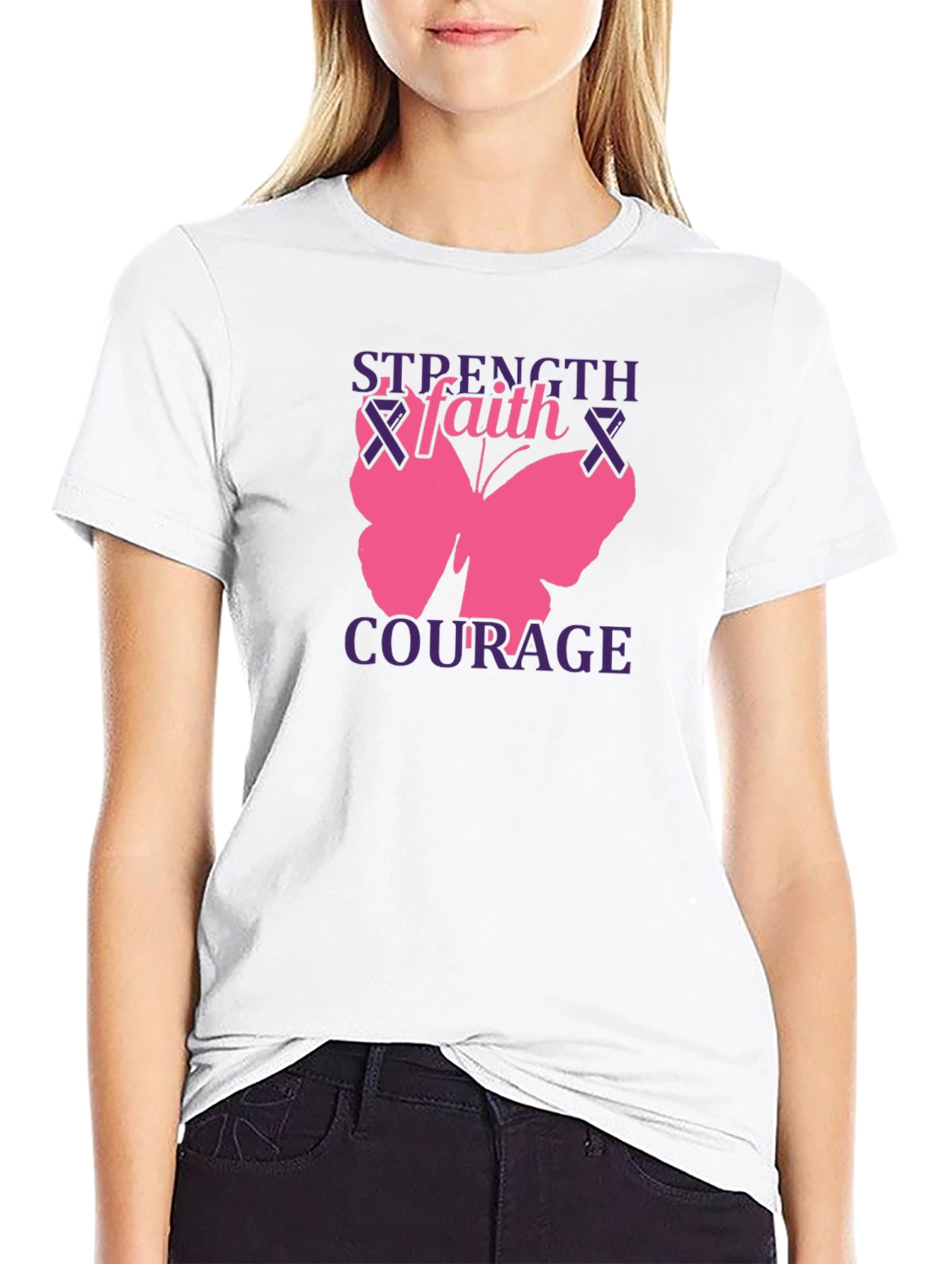 Strength Faith Courage Butterfly Graphic Tee