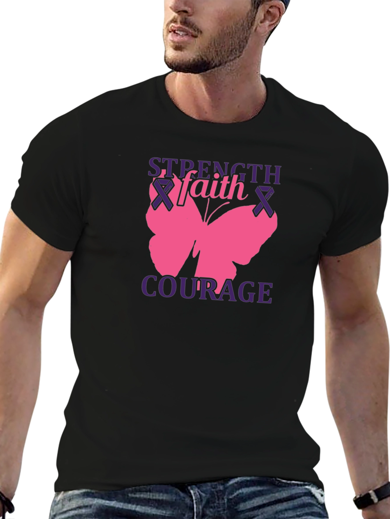 Strength Faith Courage Butterfly Graphic Tee