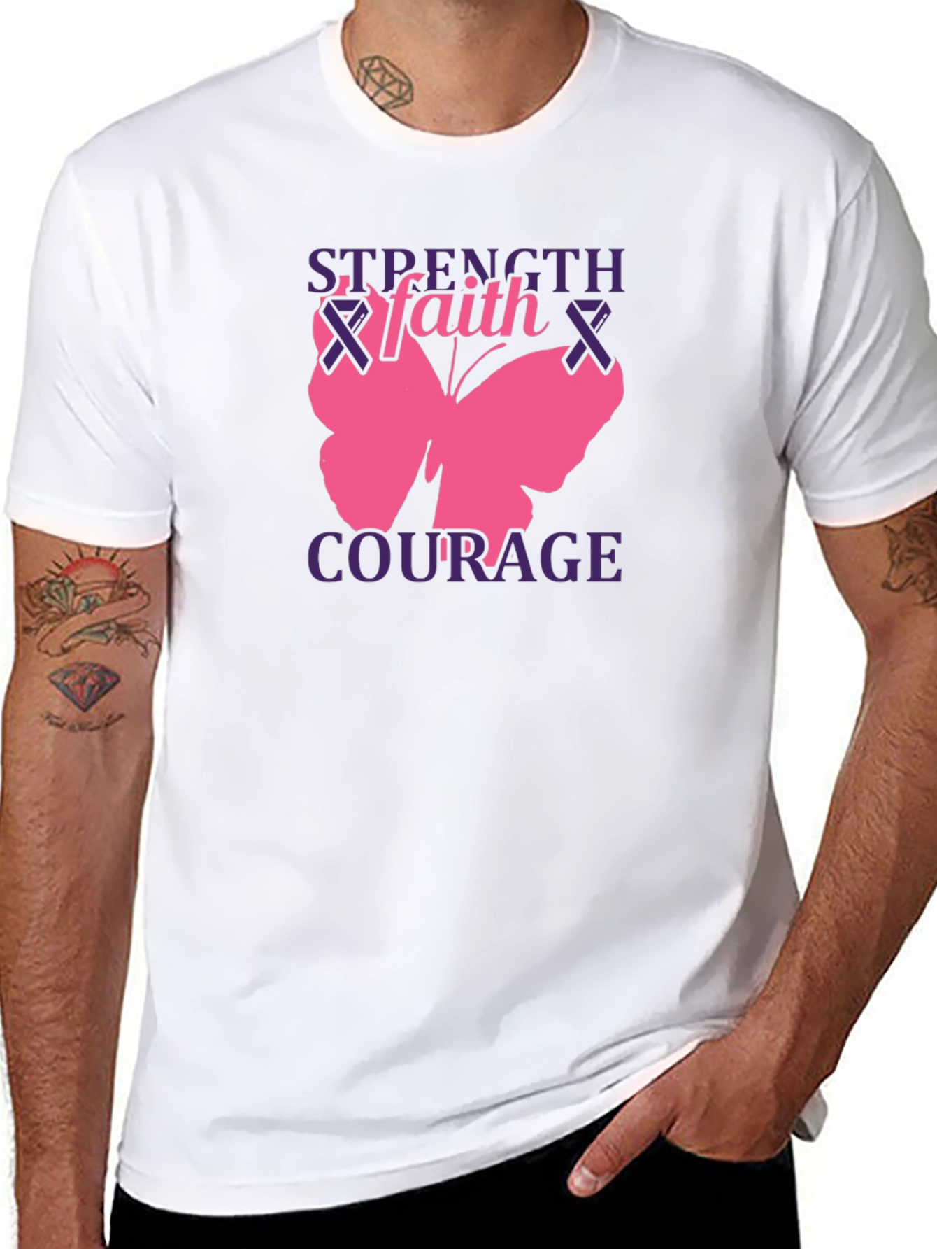 Strength Faith Courage Butterfly Graphic Tee