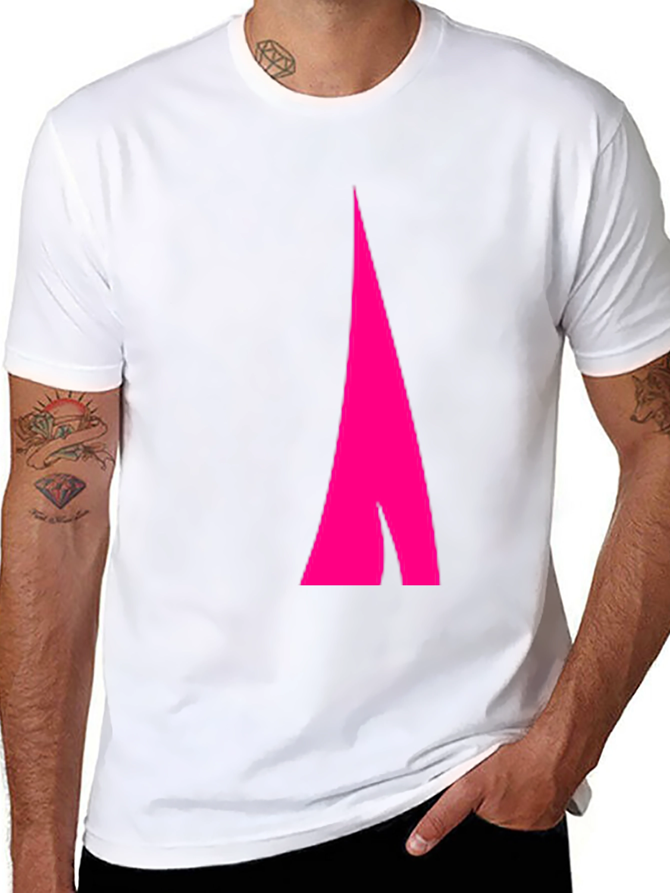 Mens Black Tee with Abstract Pink Arrow Design