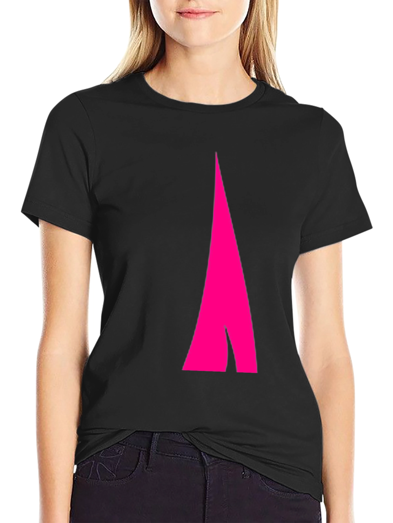 Mens Black Tee with Abstract Pink Arrow Design