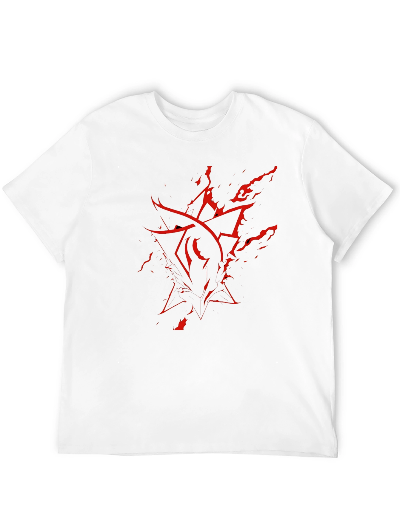 Mens Black T-Shirt with Red Abstract Graphic