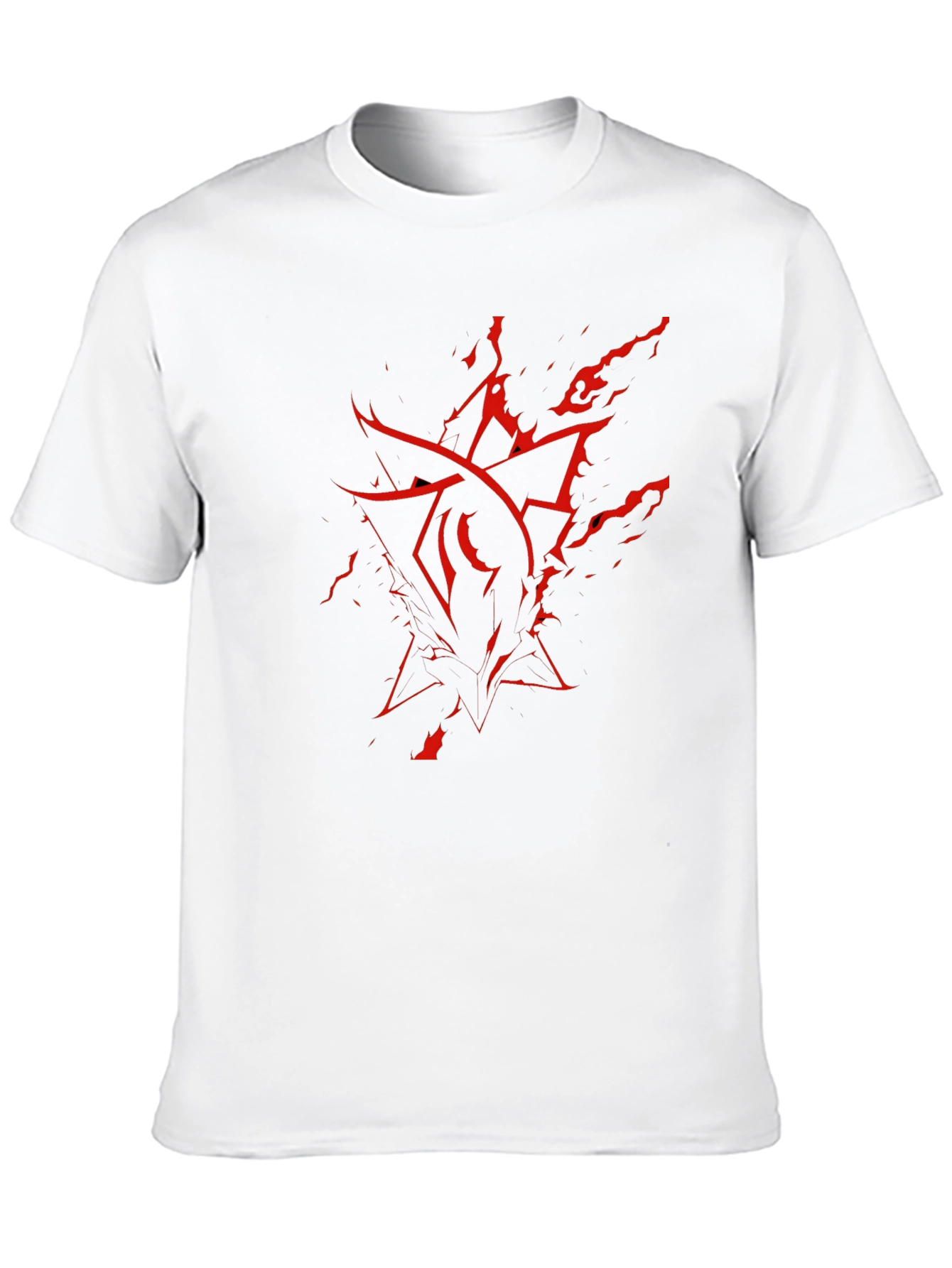 Mens Black T-Shirt with Red Abstract Graphic