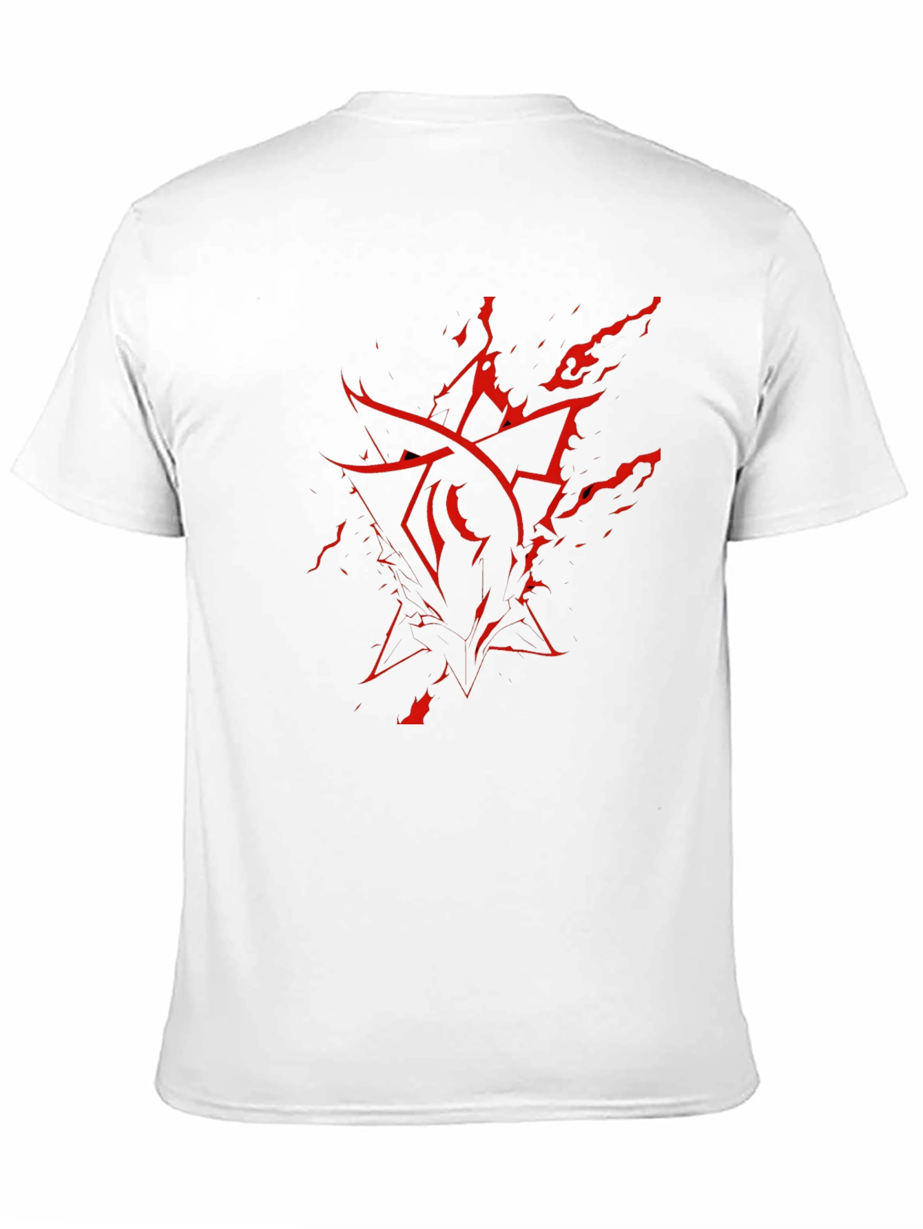 Mens Black T-Shirt with Red Abstract Graphic