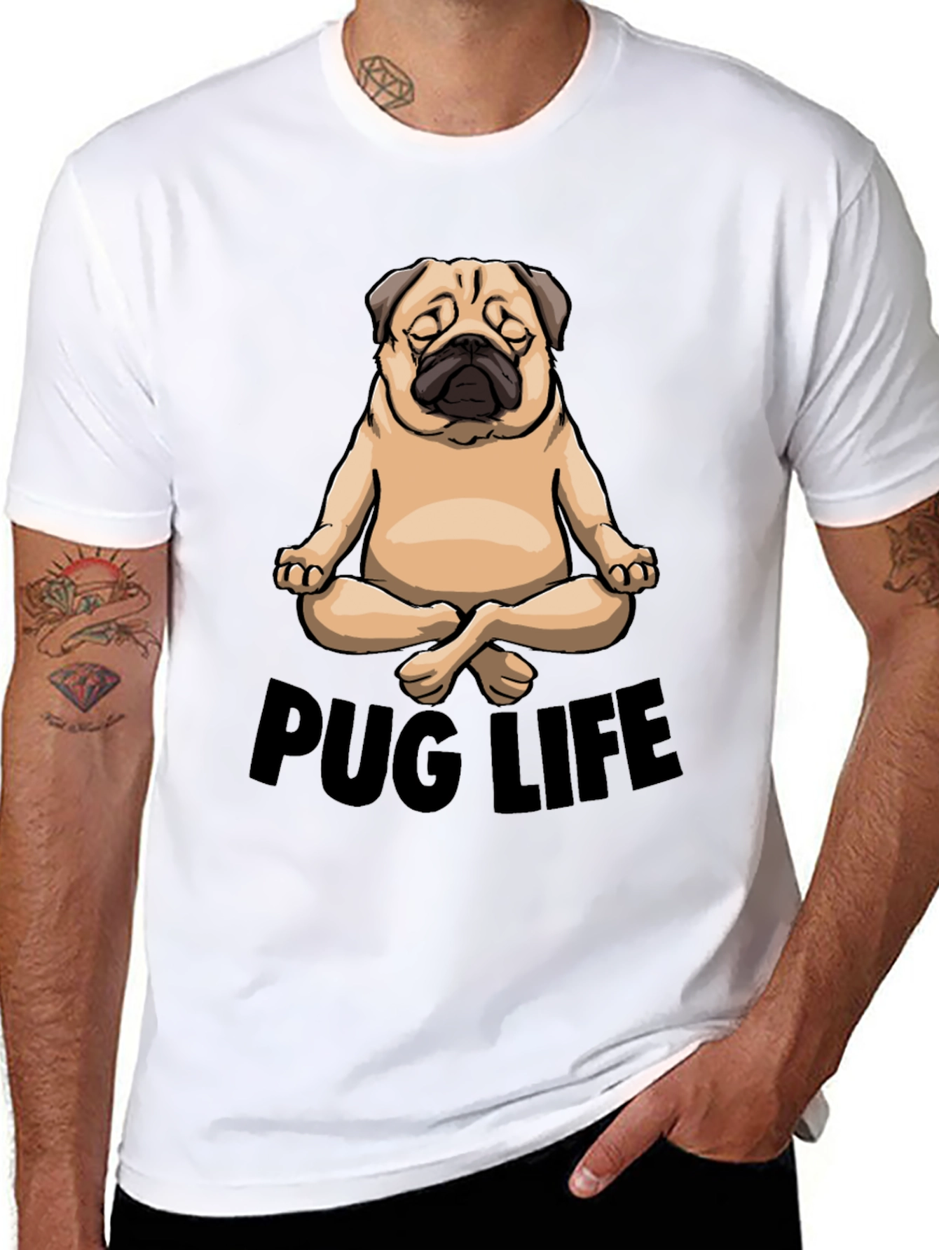 Zen Pug Life T-Shirt - Meditating Dog Graphic Tee