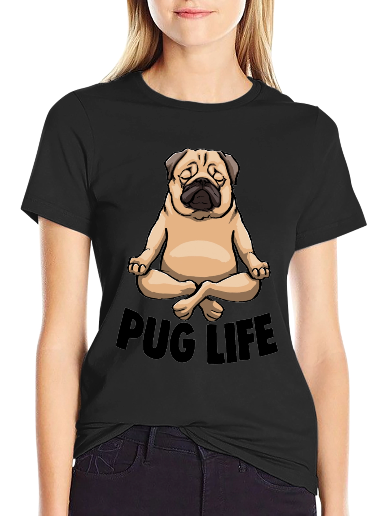 Zen Pug Life T-Shirt - Meditating Dog Graphic Tee