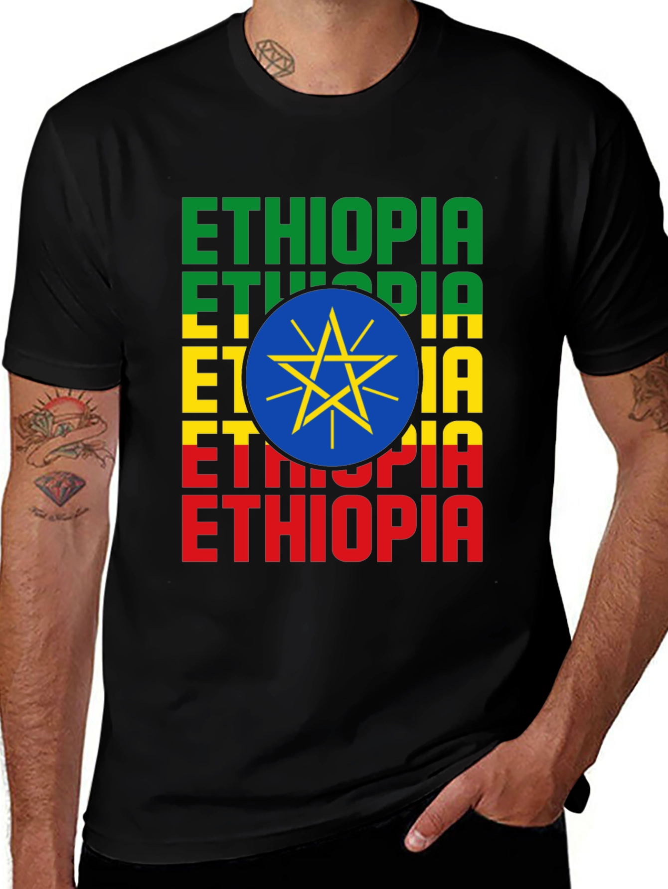 Ethiopia Flag T-Shirt - Mens Graphic Tee