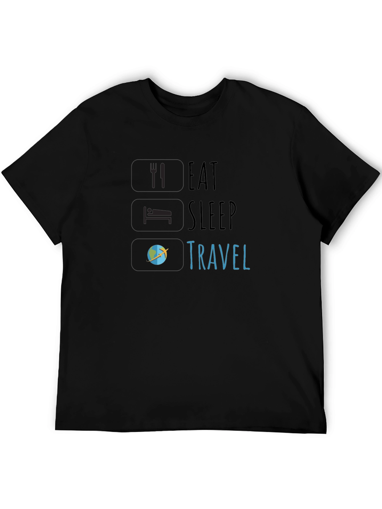 Eat Sleep Travel Black Graphic Tee