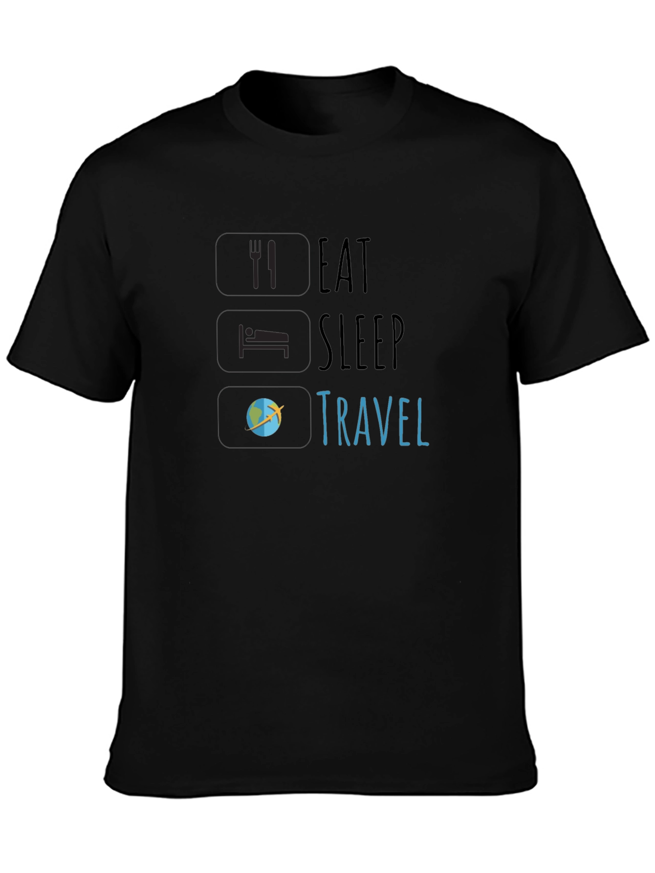 Eat Sleep Travel Black Graphic Tee