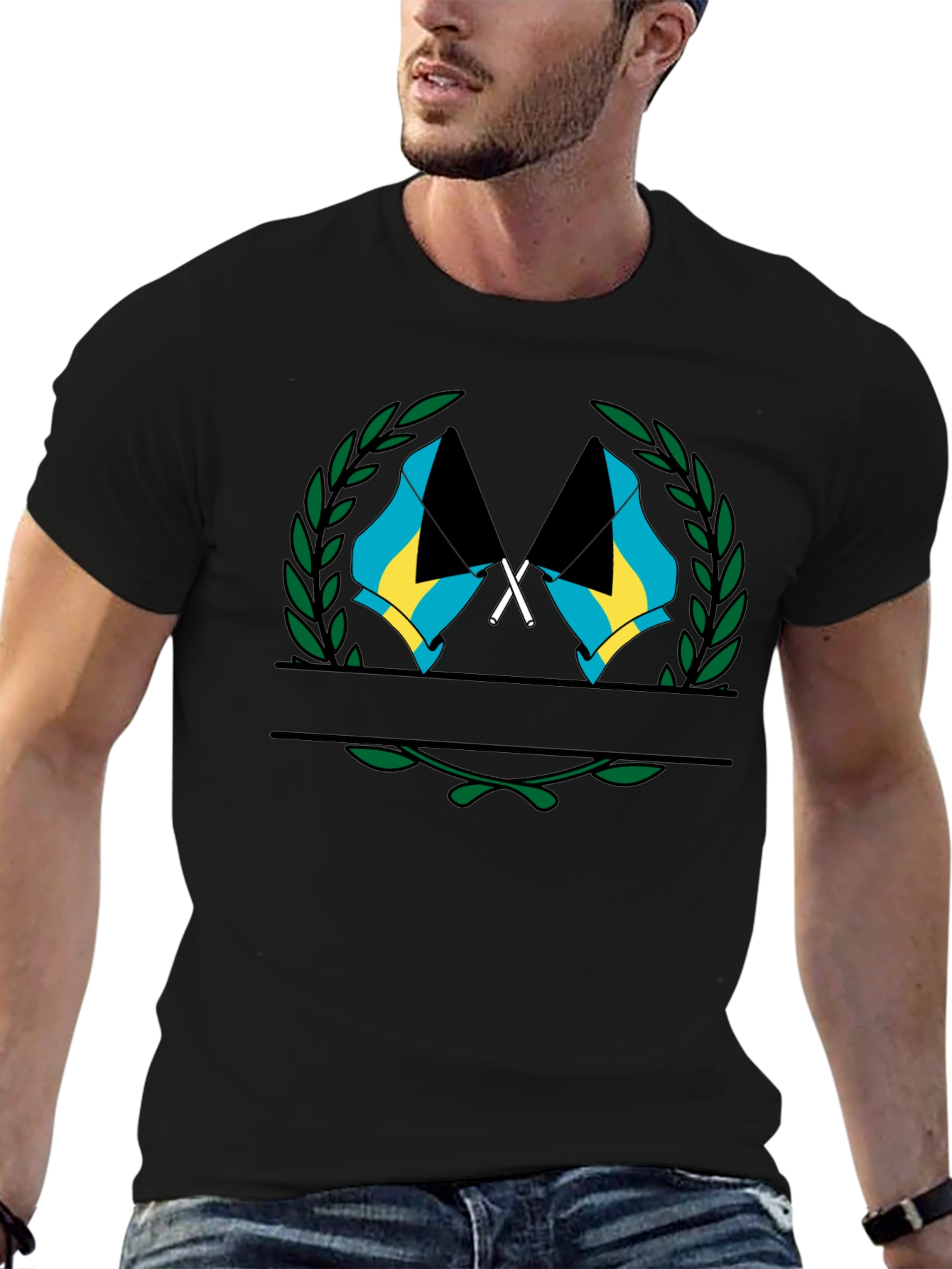 Bahamas Flag T-Shirt - Black Graphic Tee