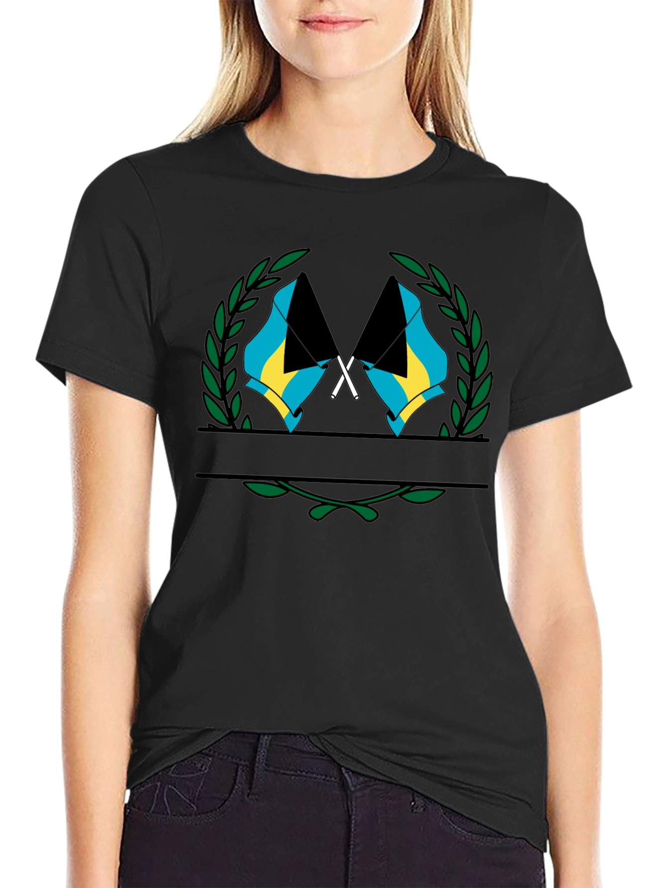 Bahamas Flag T-Shirt - Black Graphic Tee