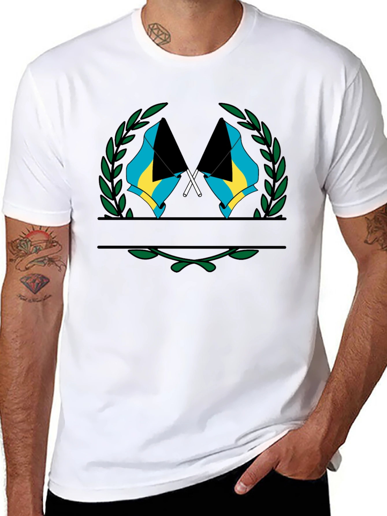 Bahamas Flag T-Shirt - Black Graphic Tee