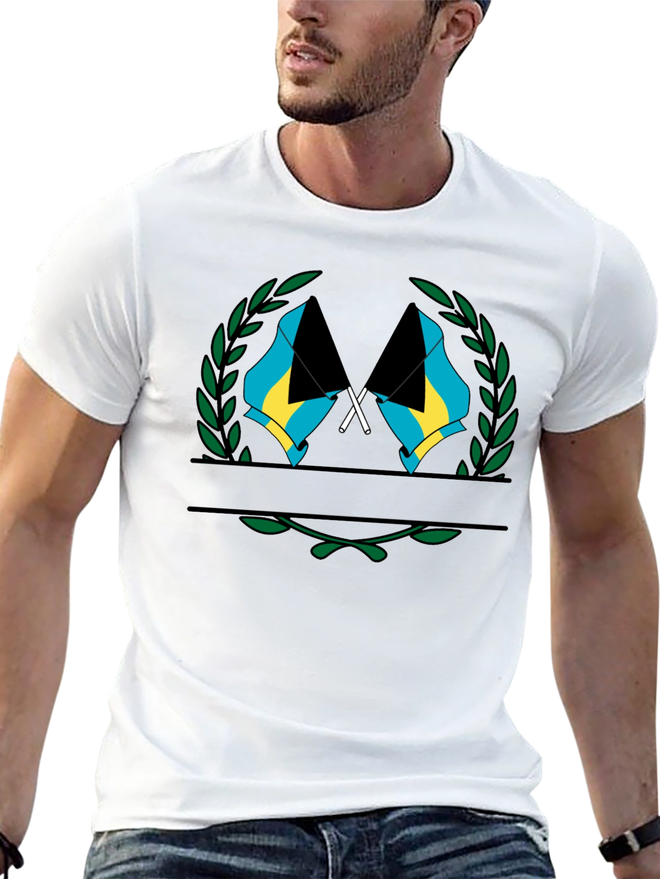 Bahamas Flag T-Shirt - Black Graphic Tee