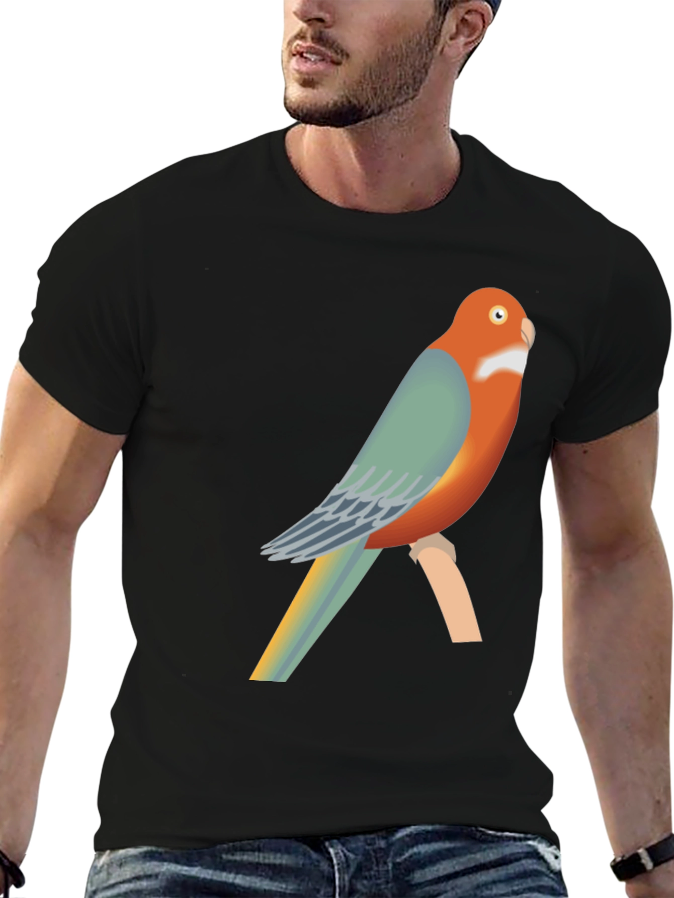 Parrot Graphic Black T-Shirt | Casual Tee