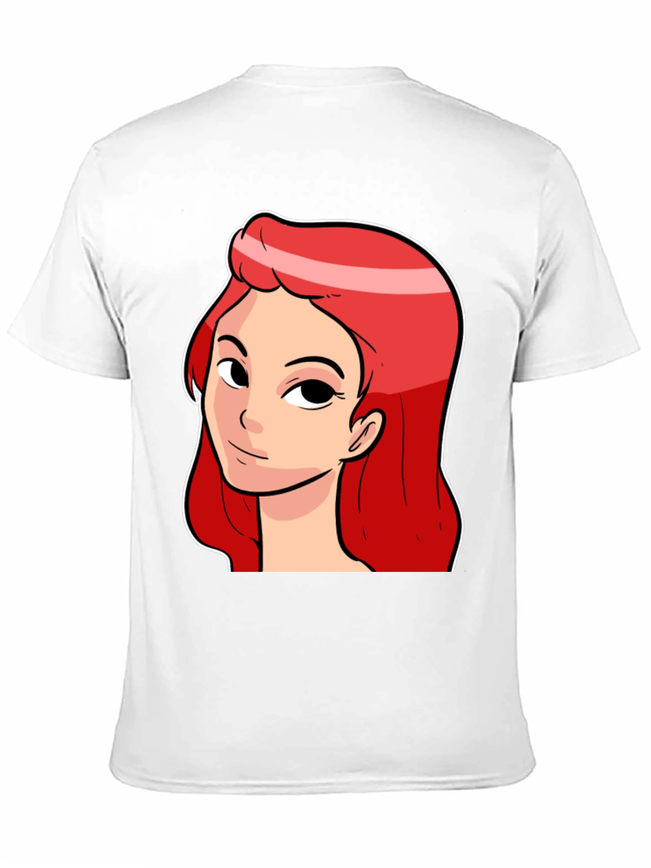 Red Haired Cartoon Girl Graphic Black T-Shirt