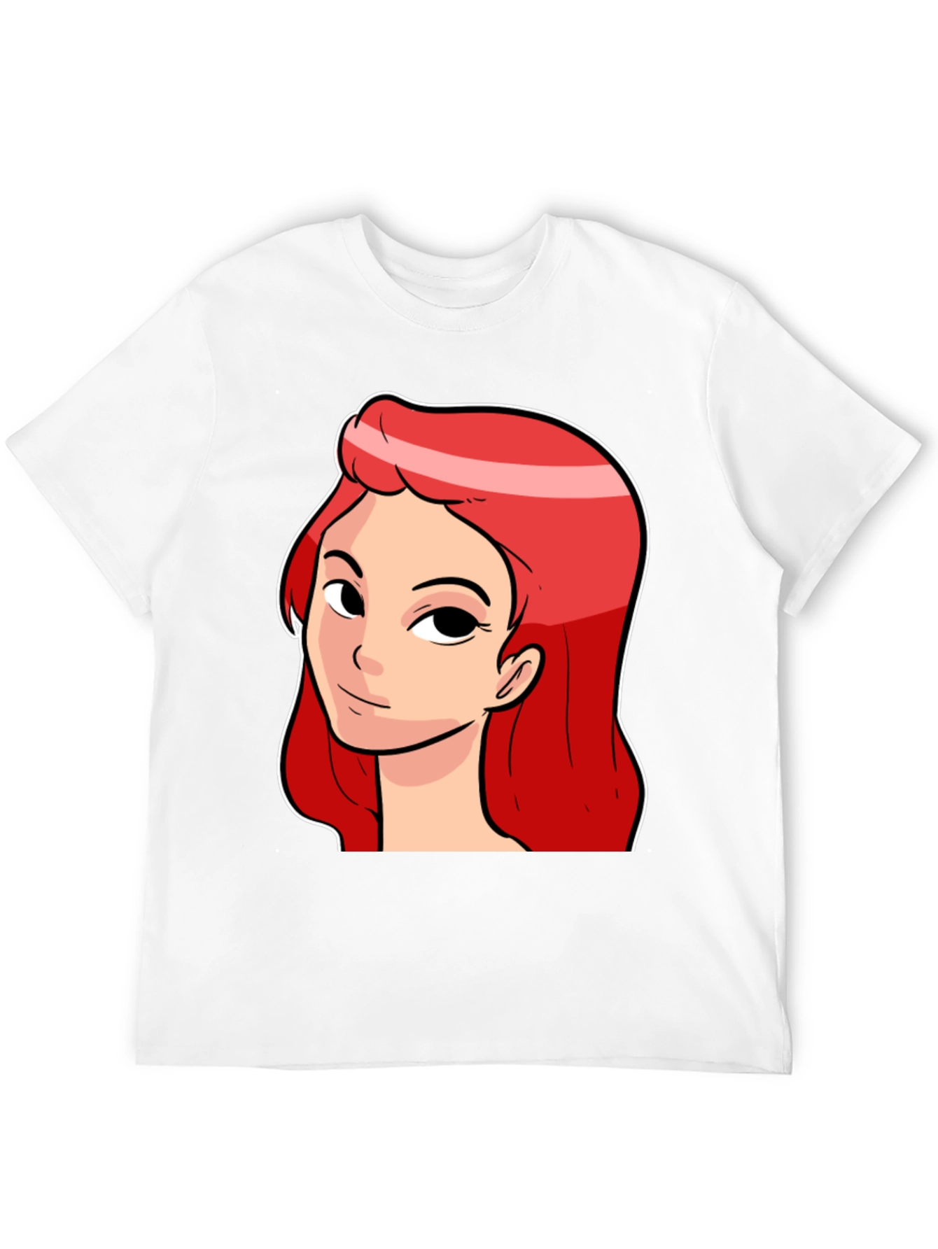 Red Haired Cartoon Girl Graphic Black T-Shirt