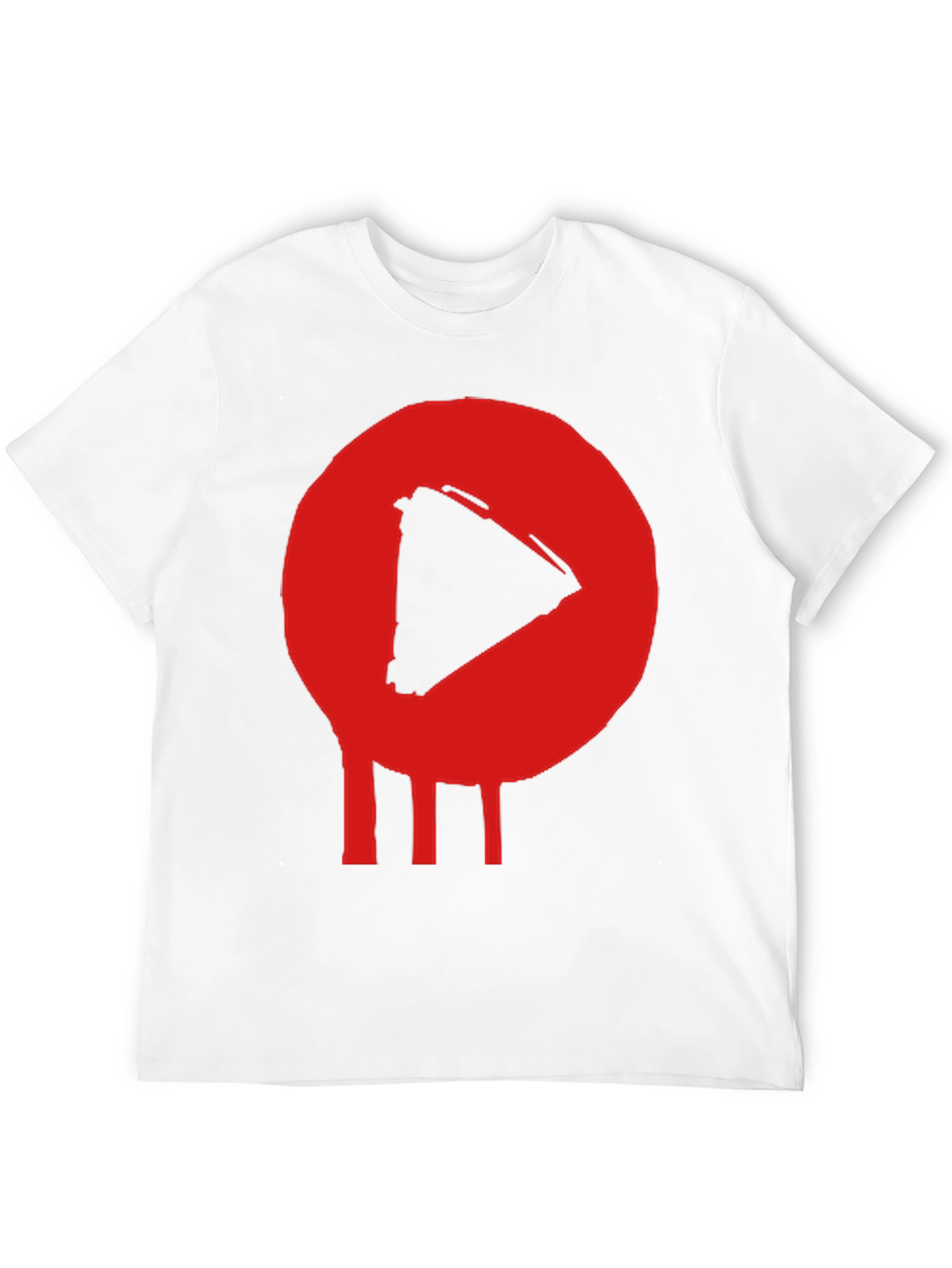 Play Button T-Shirt - Red Graphic Print Black Cotton