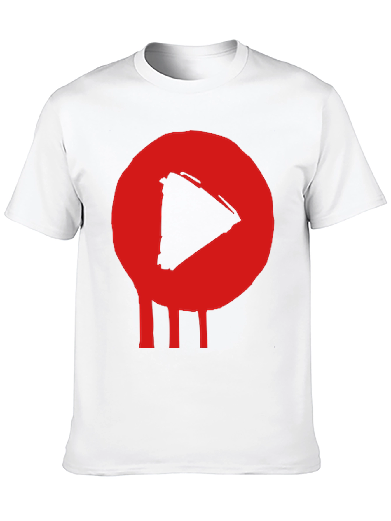 Play Button T-Shirt - Red Graphic Print Black Cotton