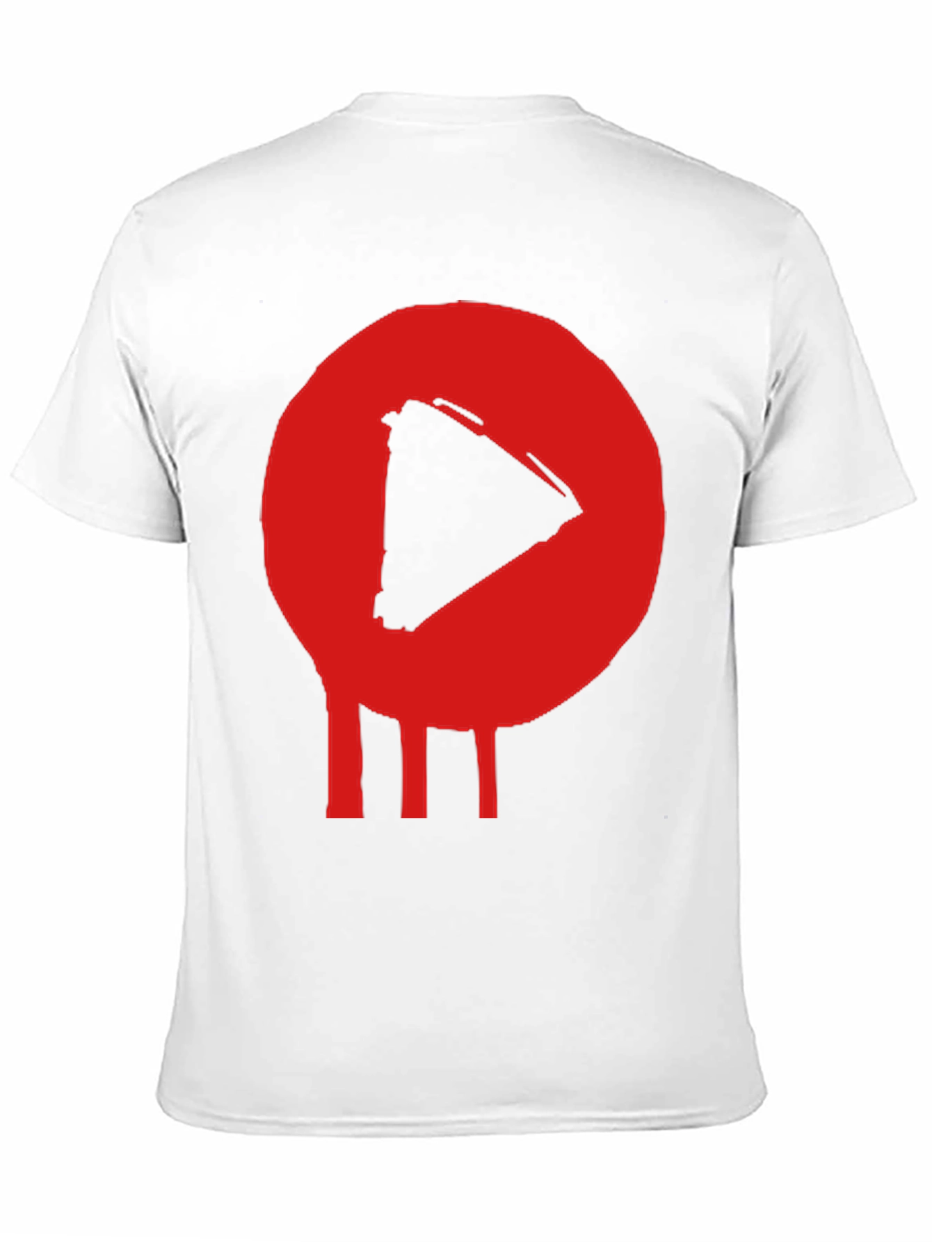 Play Button T-Shirt - Red Graphic Print Black Cotton