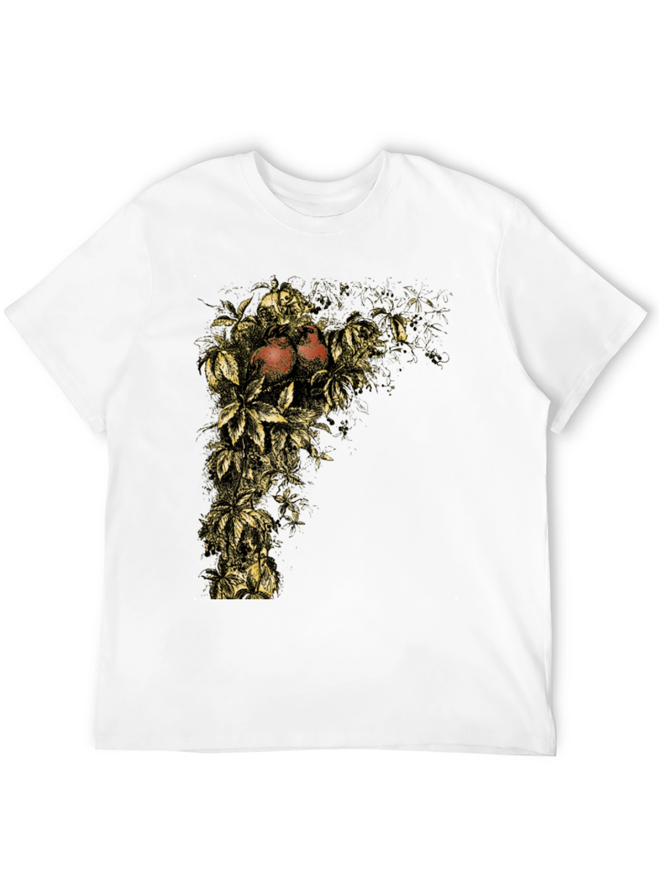 Botanical Pomegranate Graphic Tee - Soft Black Cotton
