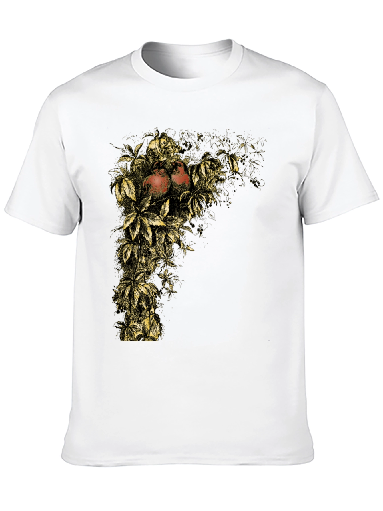 Botanical Pomegranate Graphic Tee - Soft Black Cotton