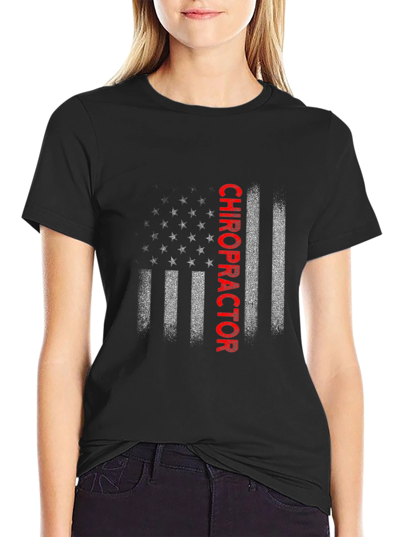 Chiropractor American Flag Graphic T-Shirt