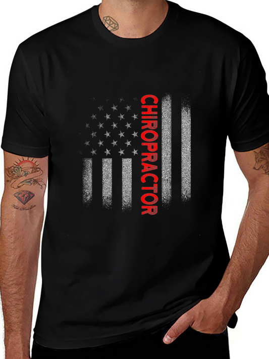 Chiropractor American Flag Graphic T-Shirt