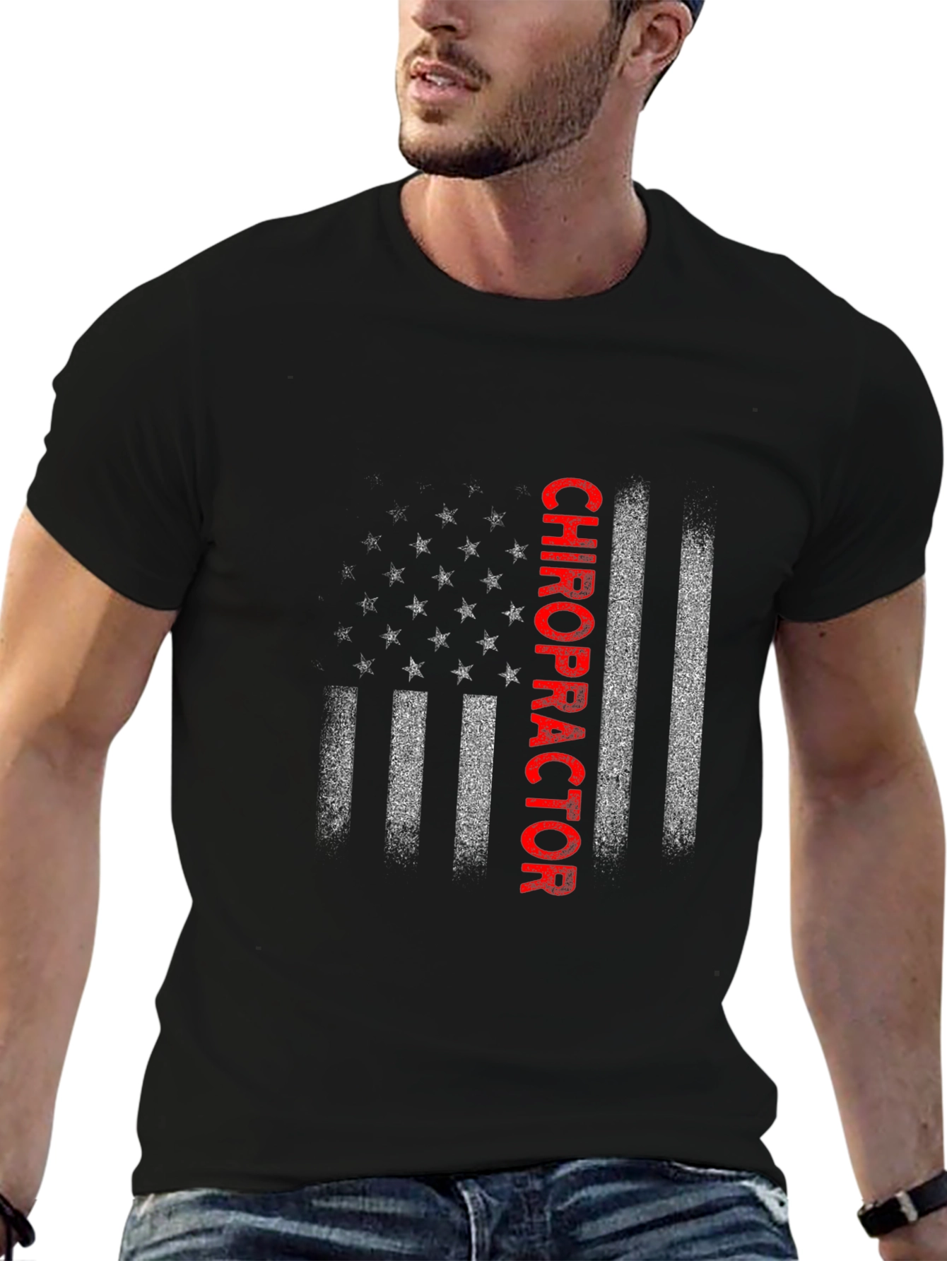 Chiropractor American Flag Graphic T-Shirt