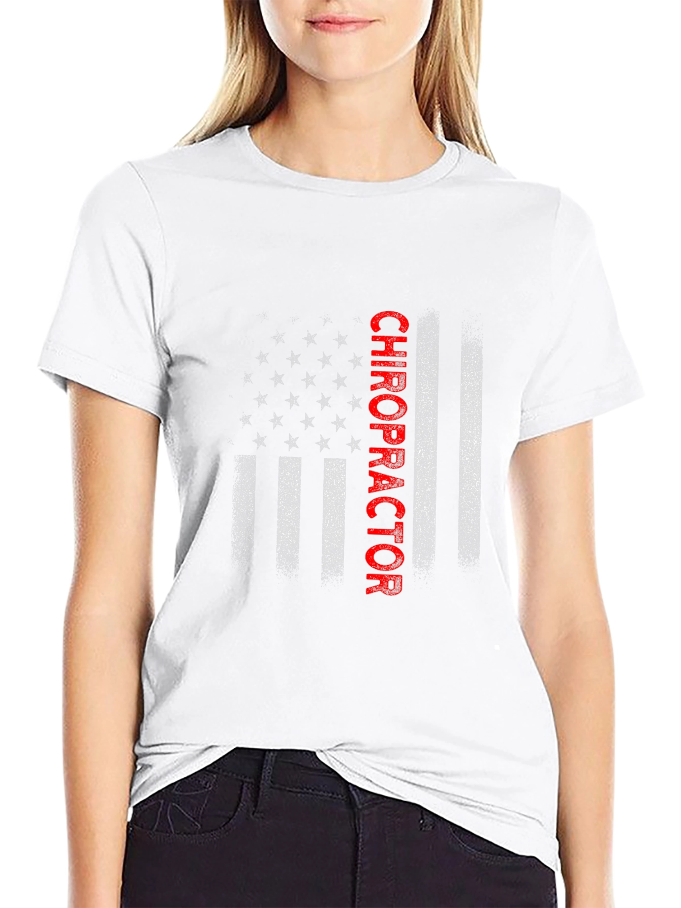 Chiropractor American Flag Graphic T-Shirt