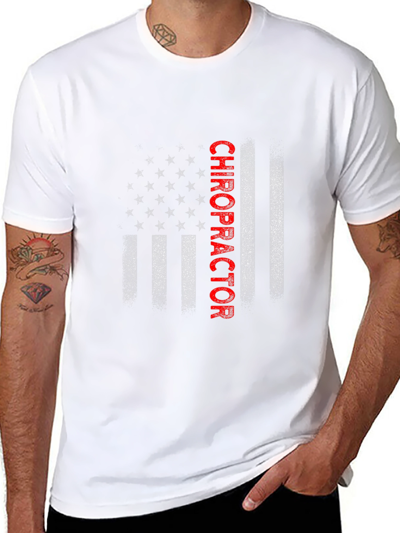 Chiropractor American Flag Graphic T-Shirt