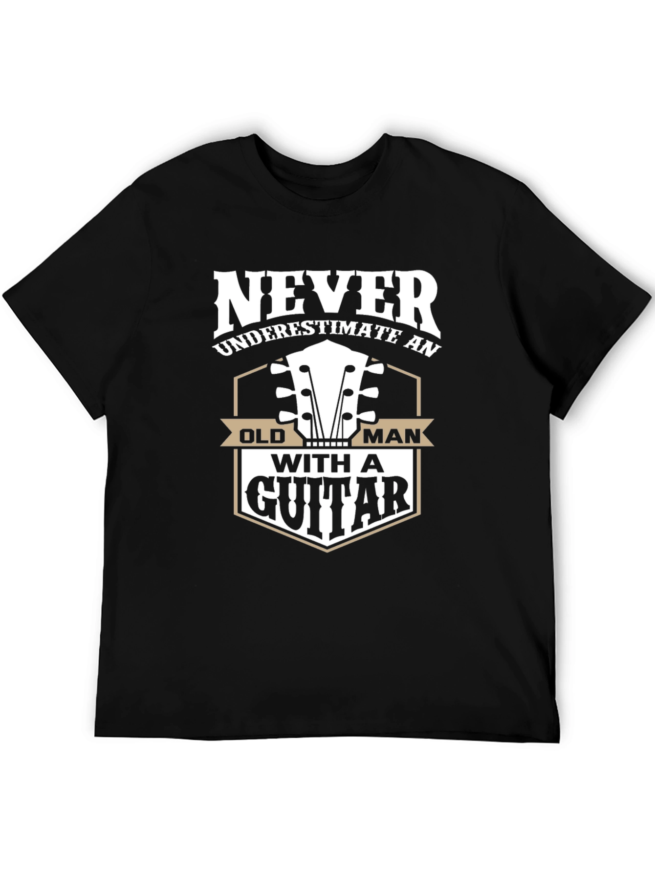 Never Underestimate Old Man with Guitar Graphic T-Shirt