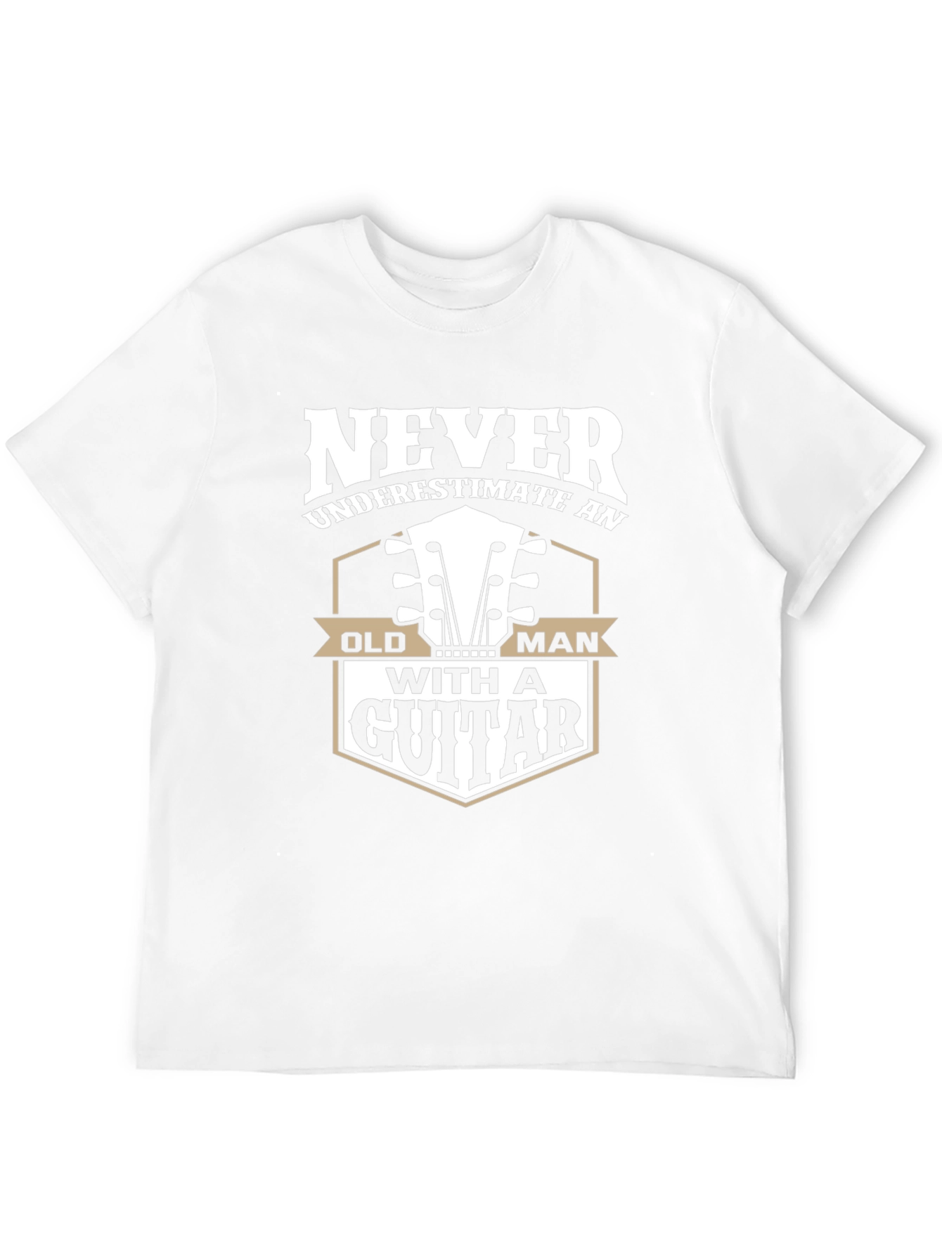 Never Underestimate Old Man with Guitar Graphic T-Shirt