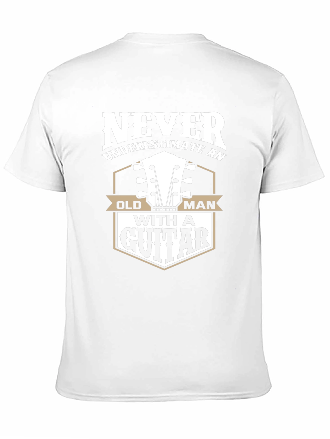 Never Underestimate Old Man with Guitar Graphic T-Shirt