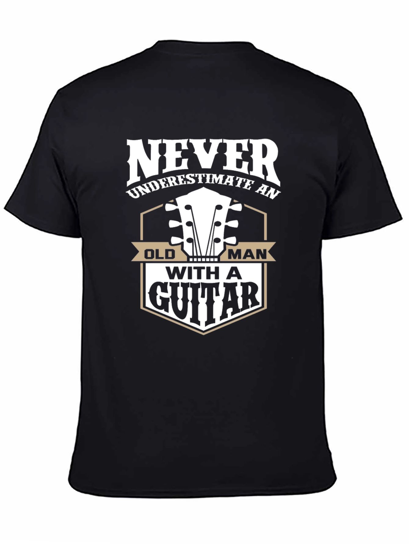Never Underestimate Old Man with Guitar Graphic T-Shirt