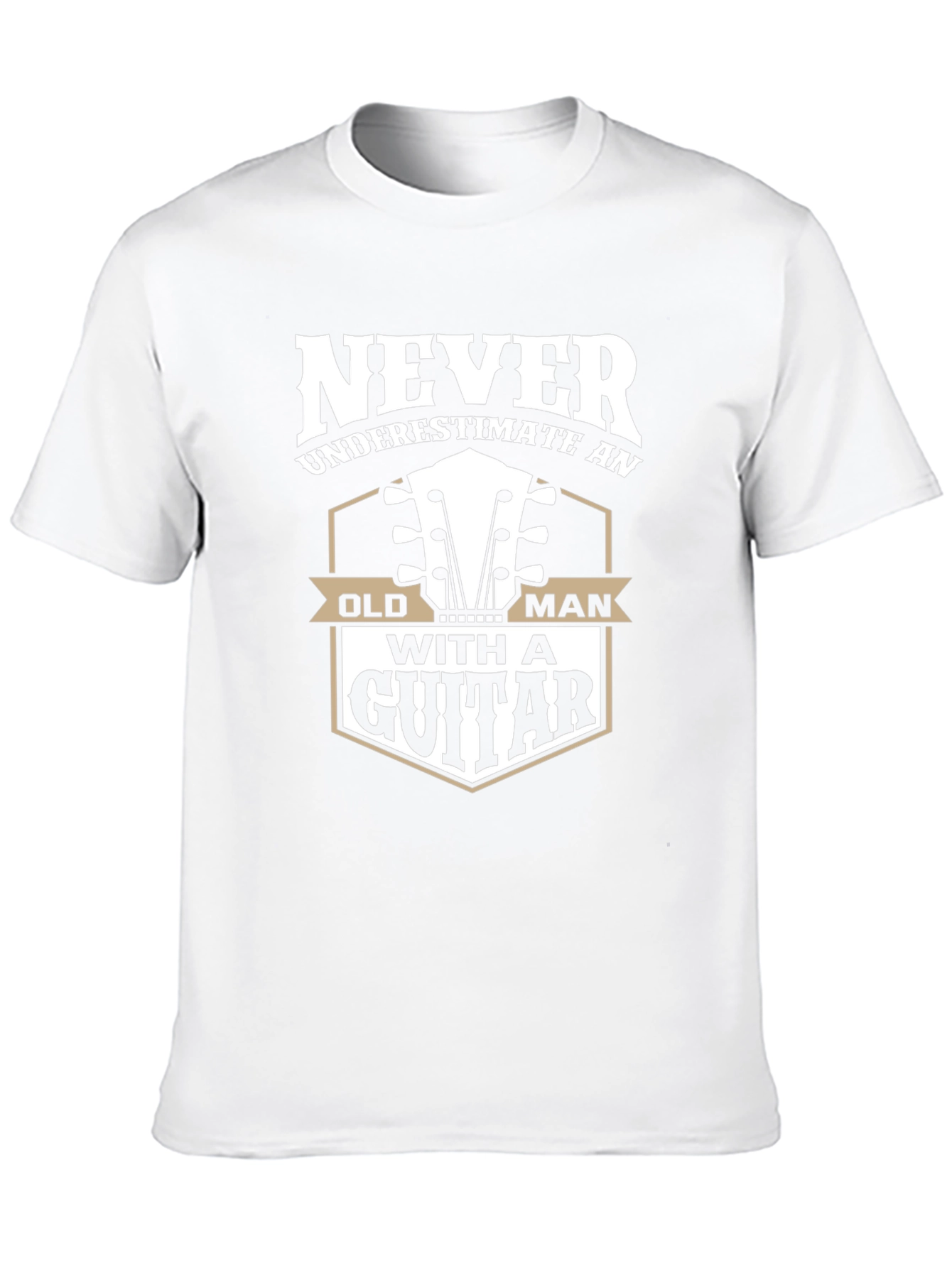Never Underestimate Old Man with Guitar Graphic T-Shirt