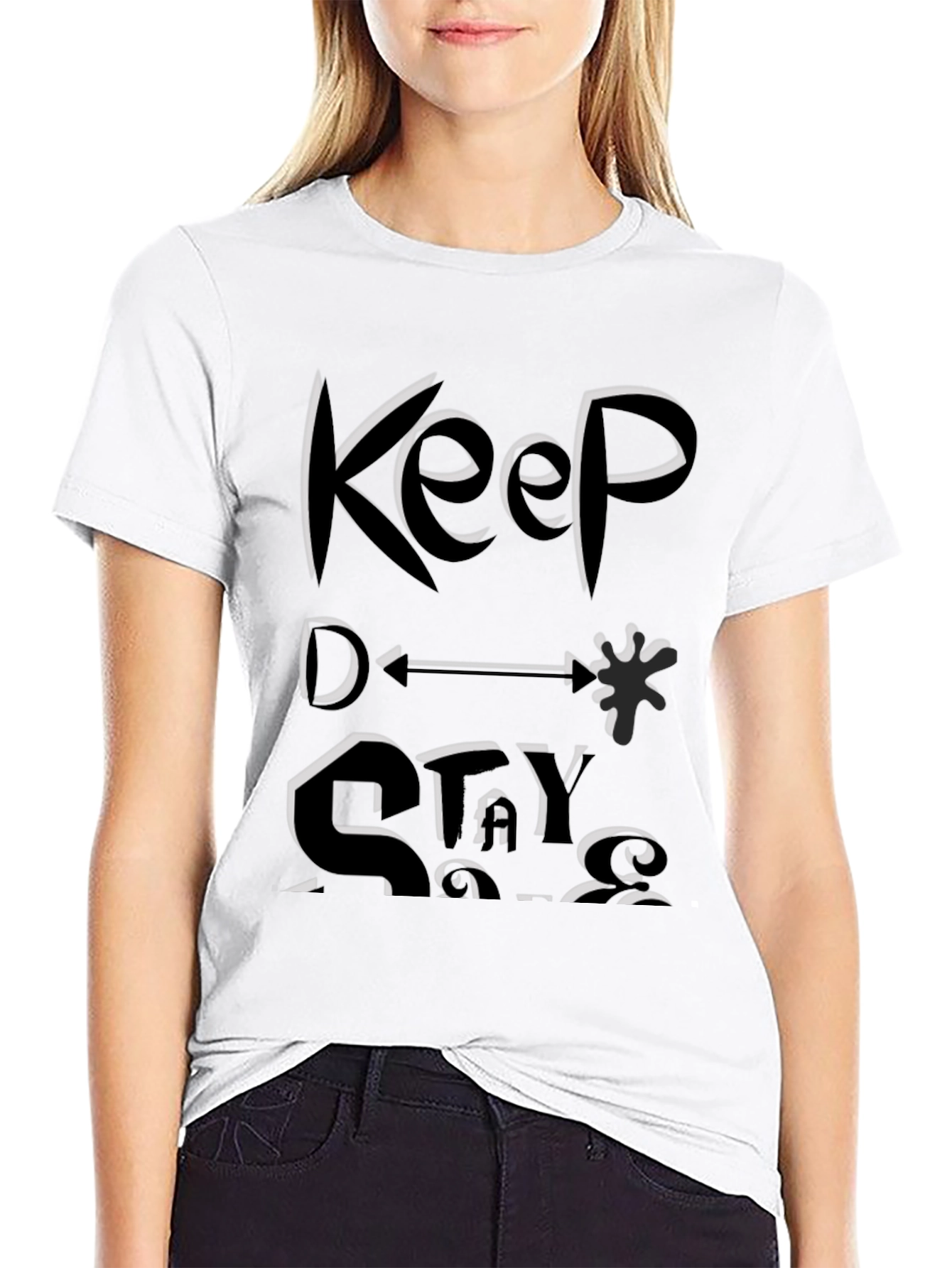 Keep Distance Graphic Black Tee