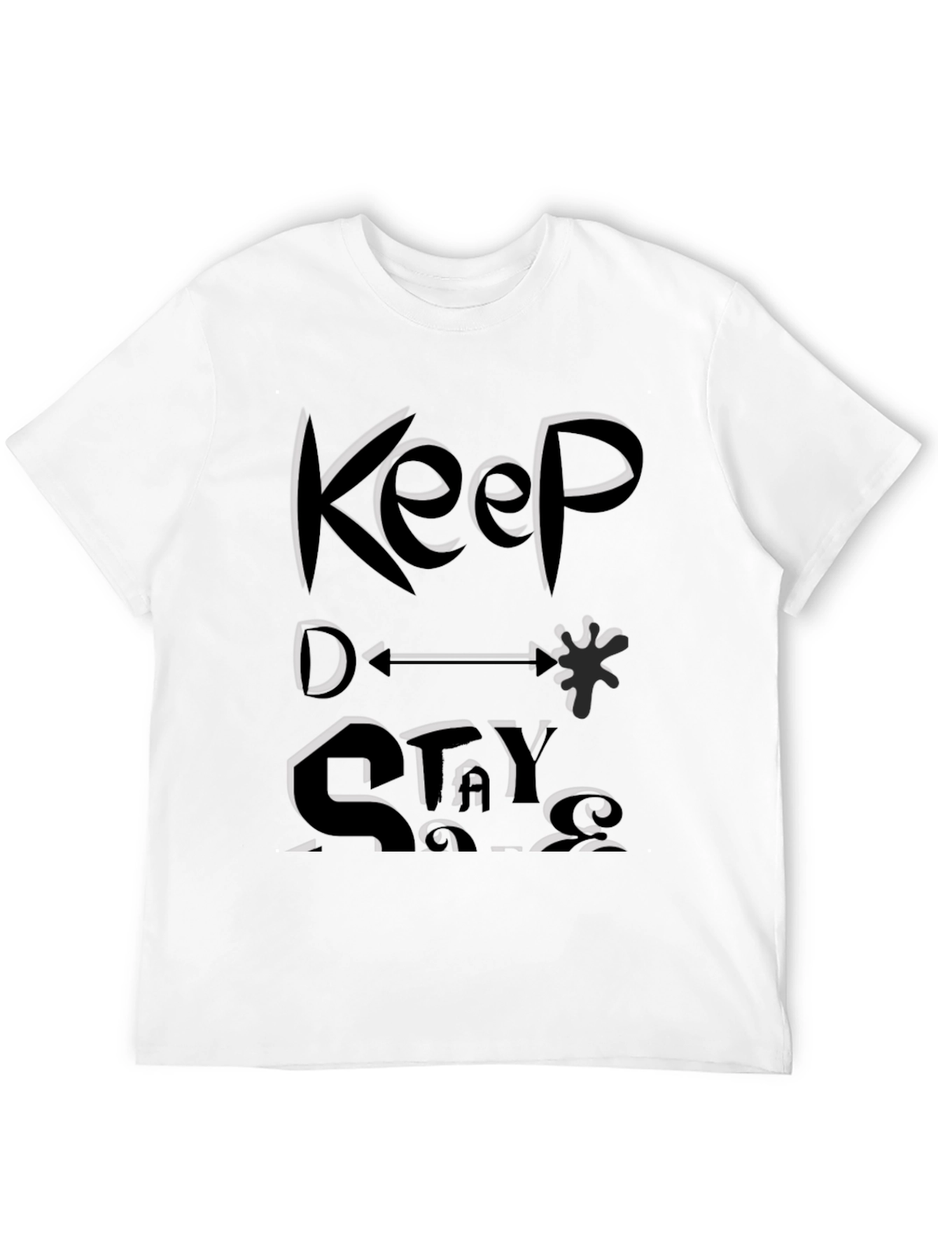 Keep Distance Graphic Black Tee