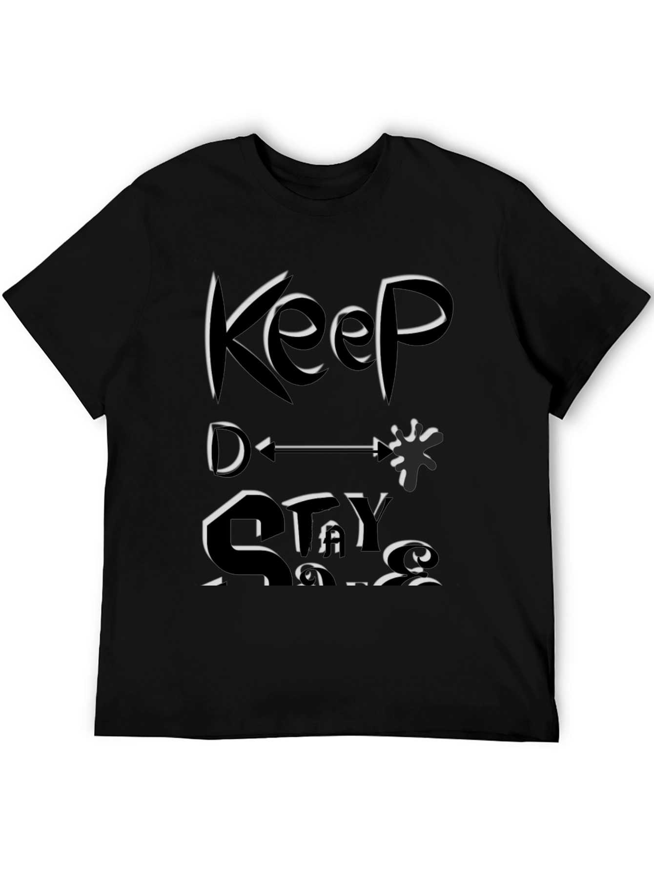 Keep Distance Graphic Black Tee