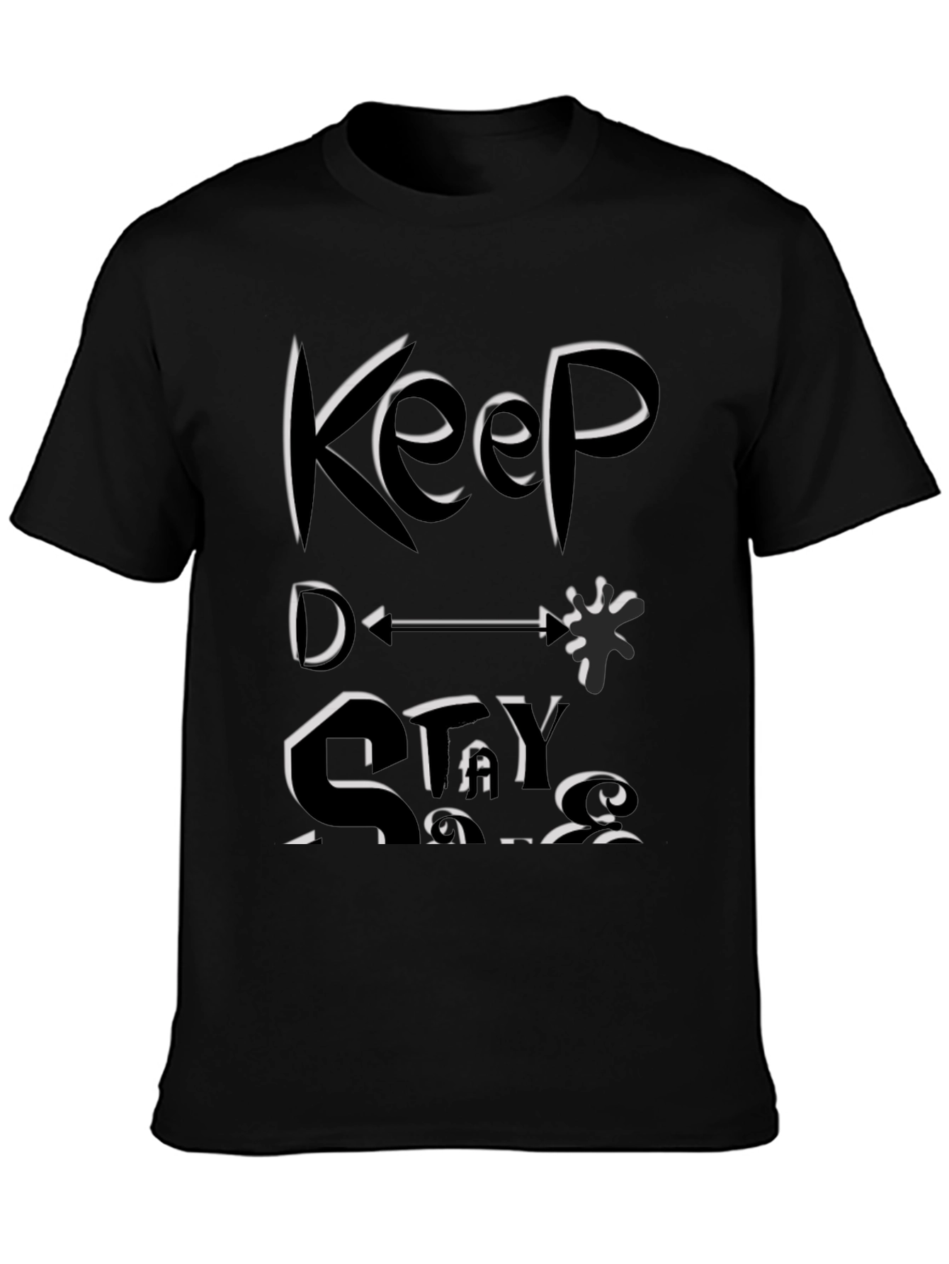 Keep Distance Graphic Black Tee