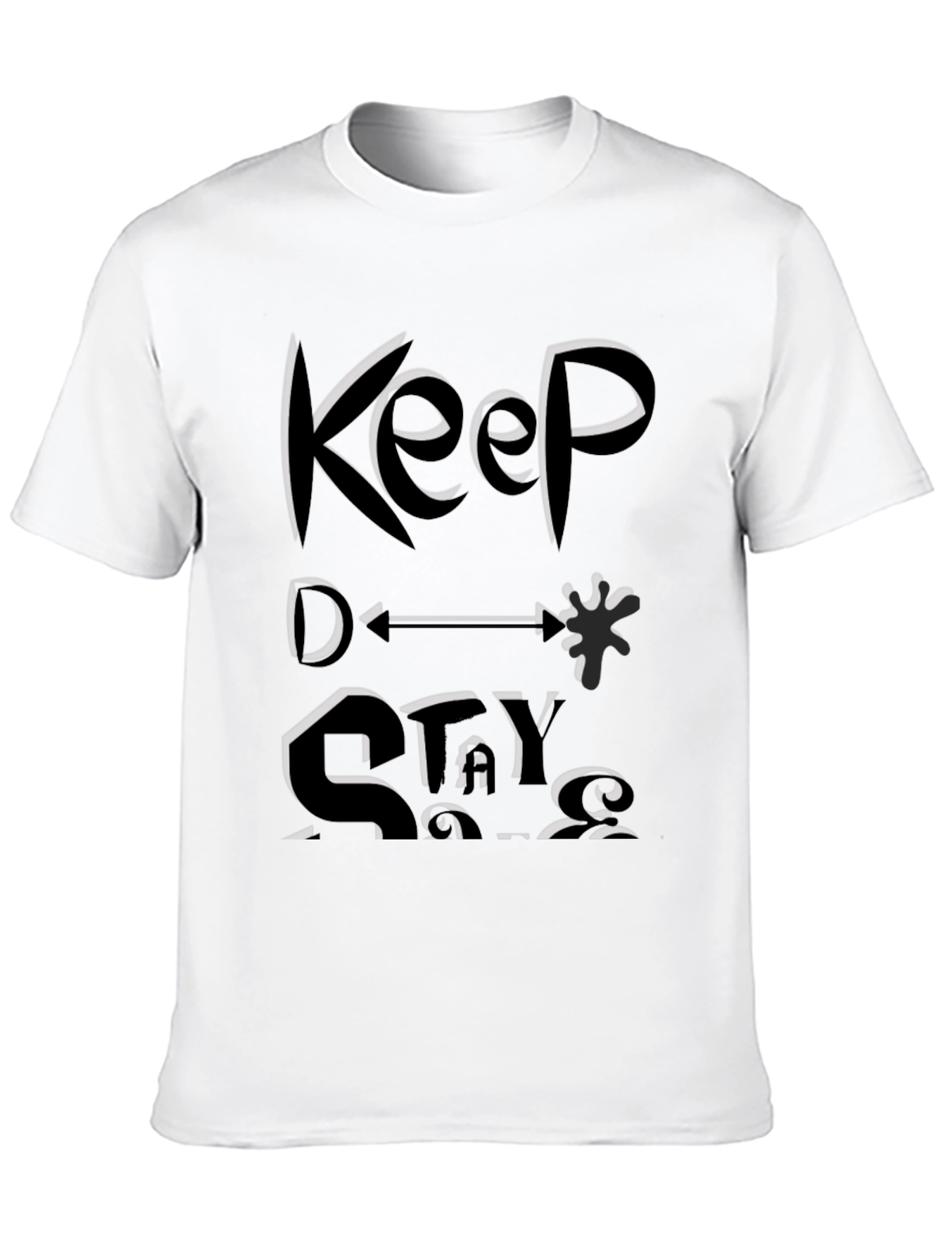 Keep Distance Graphic Black Tee