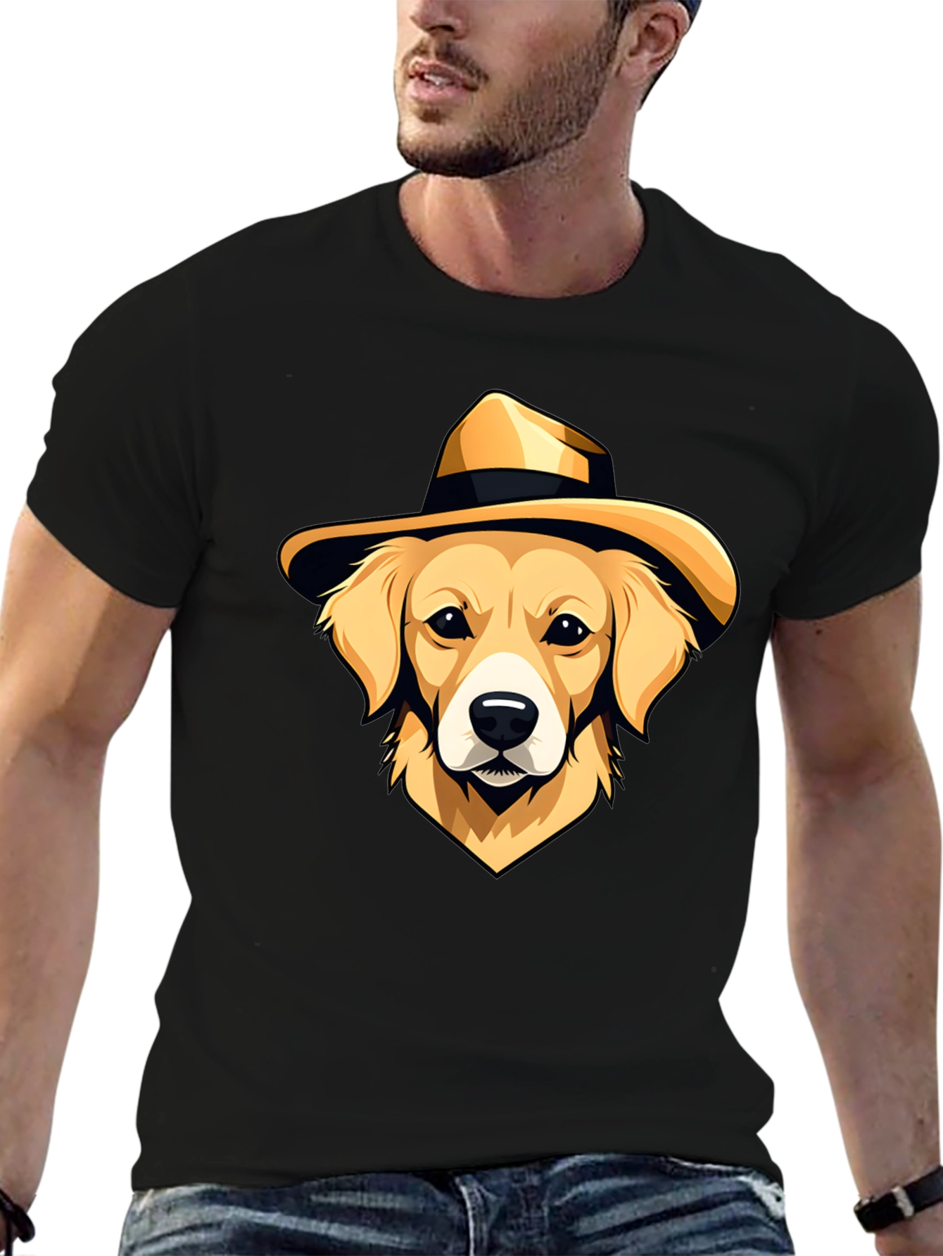 Dog in Hat Graphic T-Shirt - Cool Casual Wear