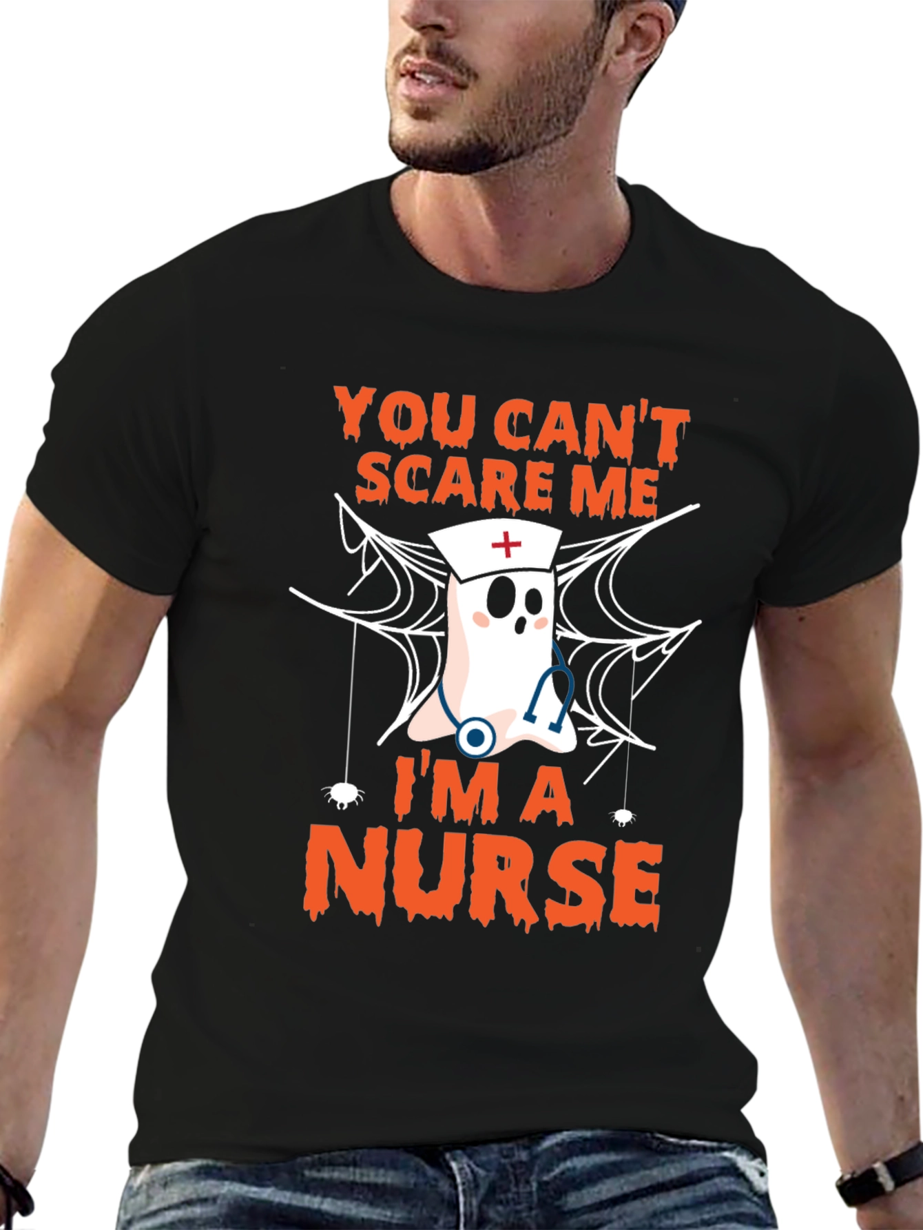 Halloween Nurse T-Shirt - You Cant Scare Me
