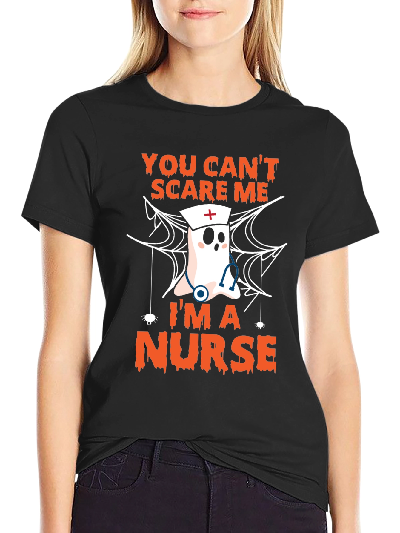 Halloween Nurse T-Shirt - You Cant Scare Me
