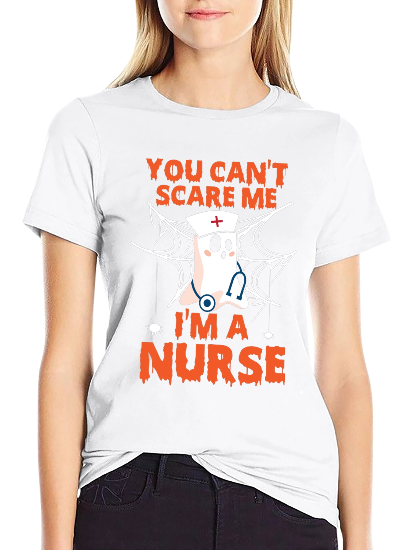 Halloween Nurse T-Shirt - You Cant Scare Me