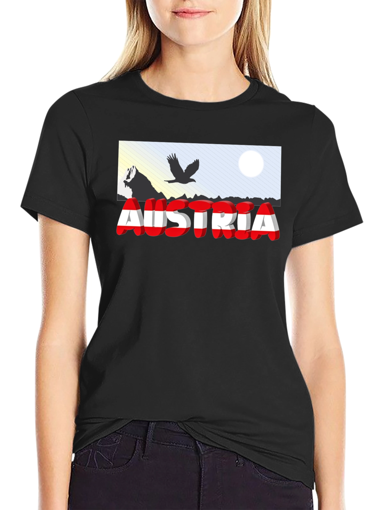 Austria Graphic T-Shirt - Black Short Sleeve Tee