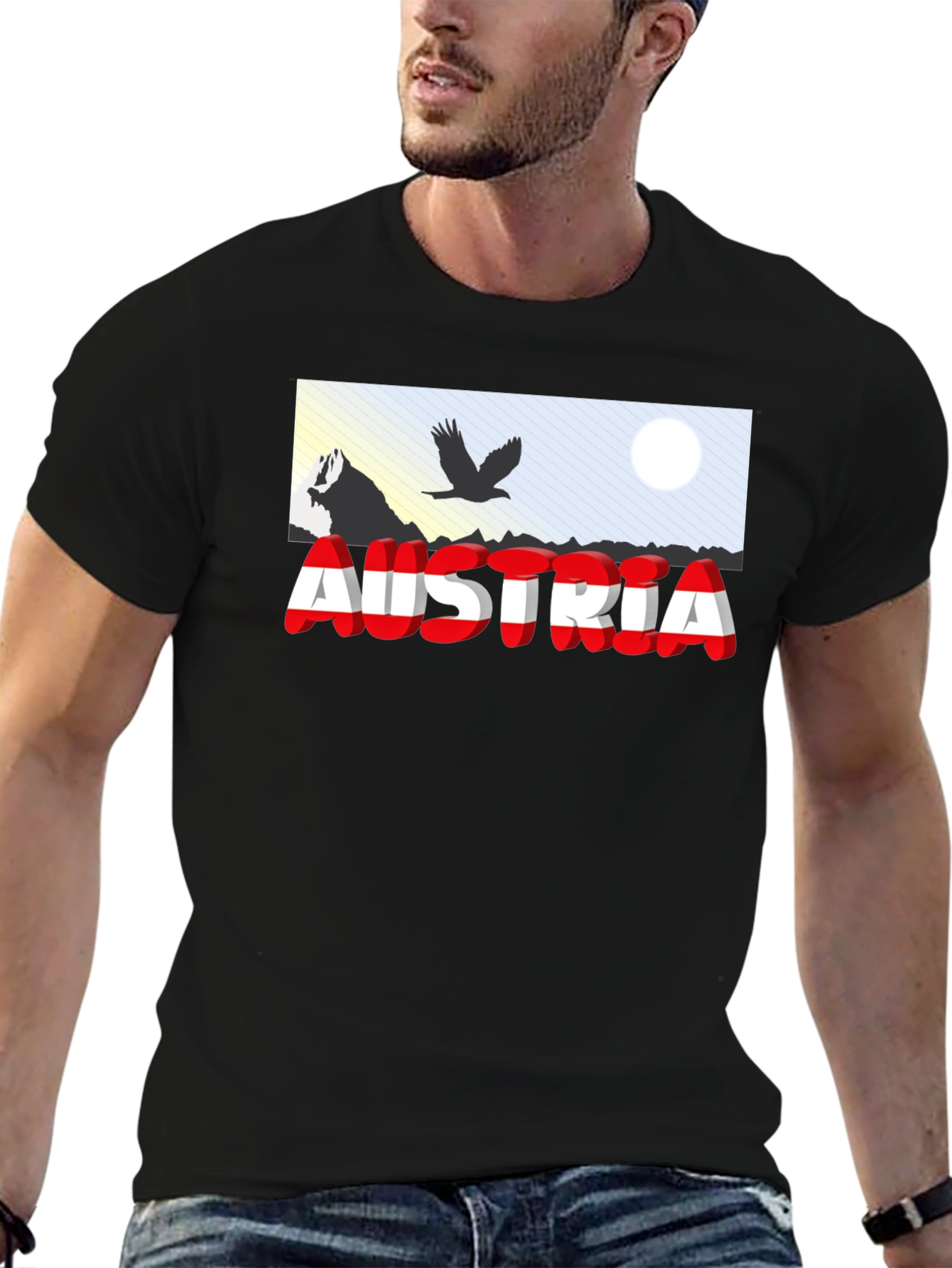 Austria Graphic T-Shirt - Black Short Sleeve Tee